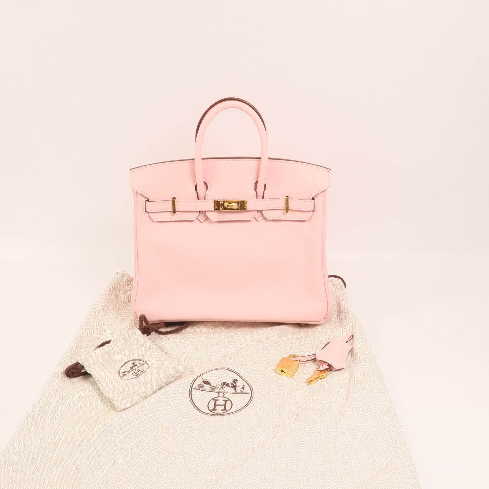 HERMES Swift皮革Birkin 25金扣手挽袋Rose Sakura