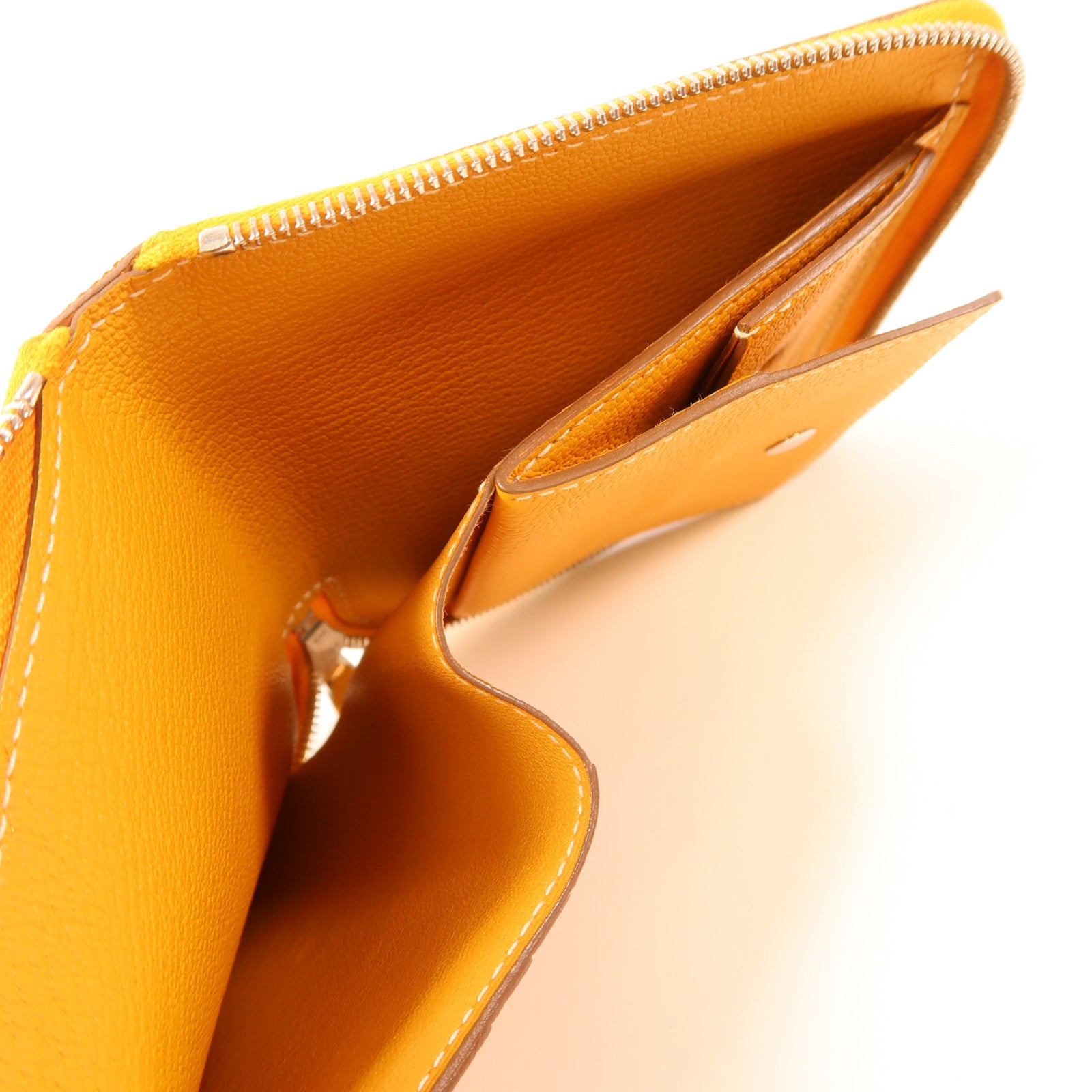 HERMES 【激減優惠】皮革Zip Wallet銀扣錢包