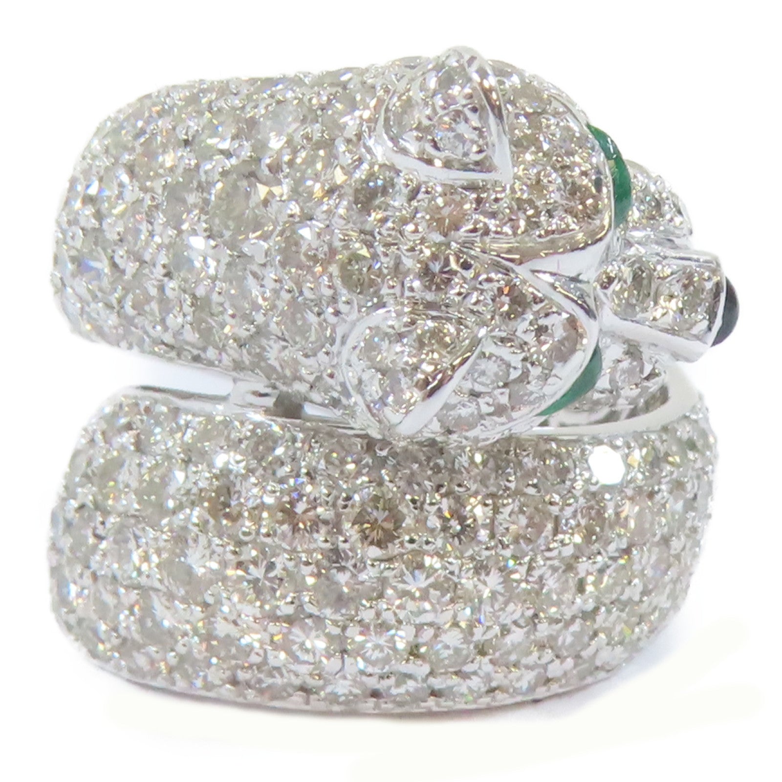 JEWELRY PT900白金Diamond Ring0.14ct綠寶石5.82ct鑽石戒指US#5.5