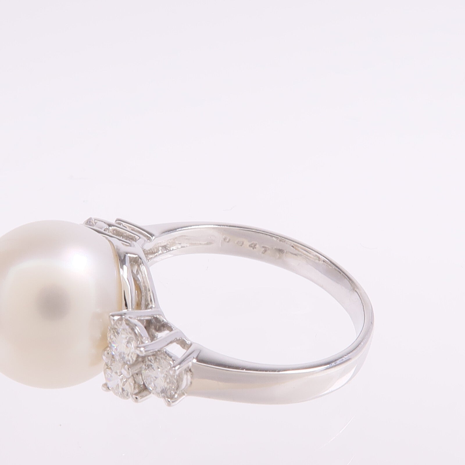 JEWELRY 【激減優惠】18K白金Pearl Diamond Ring珍珠/鑽石戒指US#5.75