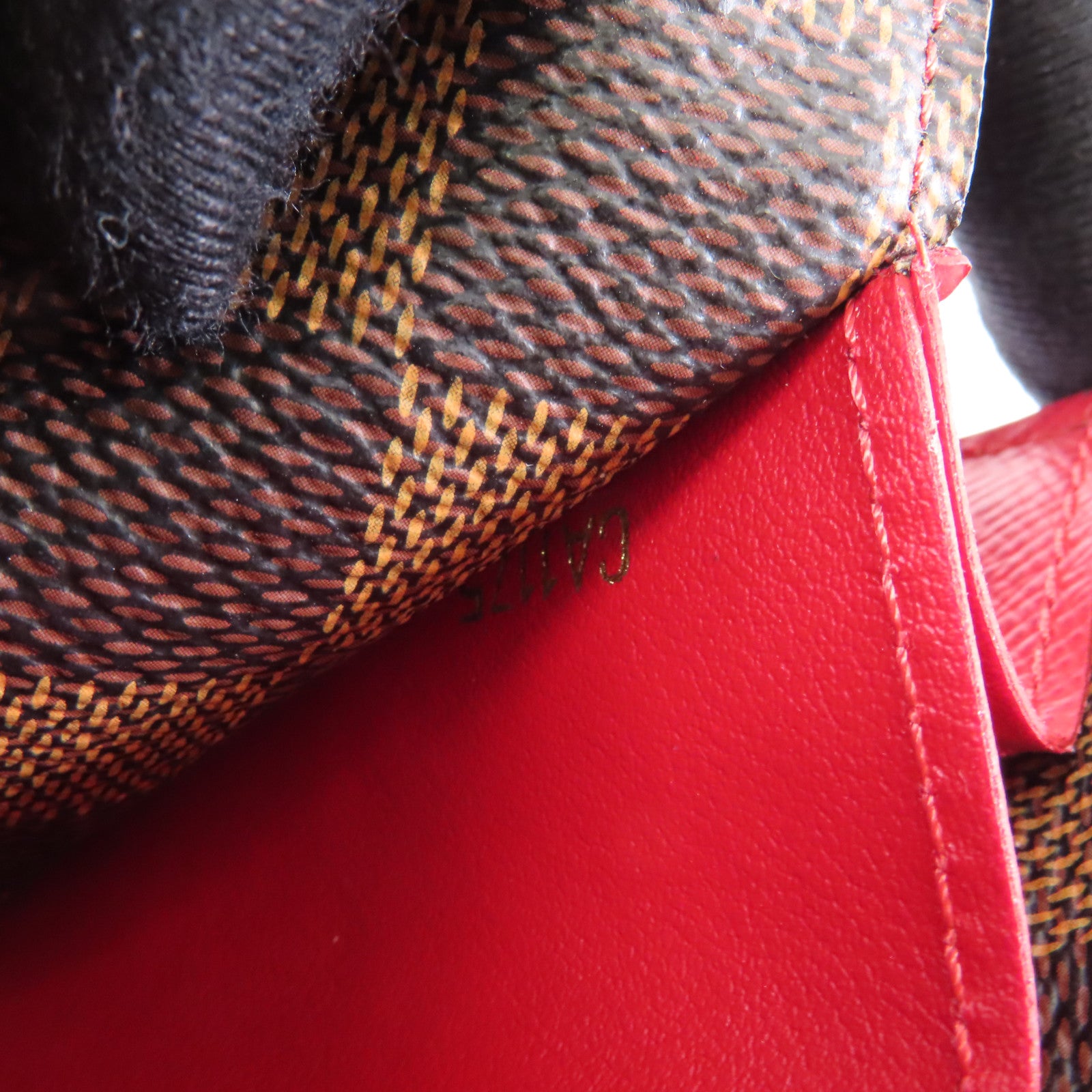 LOUIS VUITTON Damier Emilie Long Wallet金扣長錢包棕色/紅色