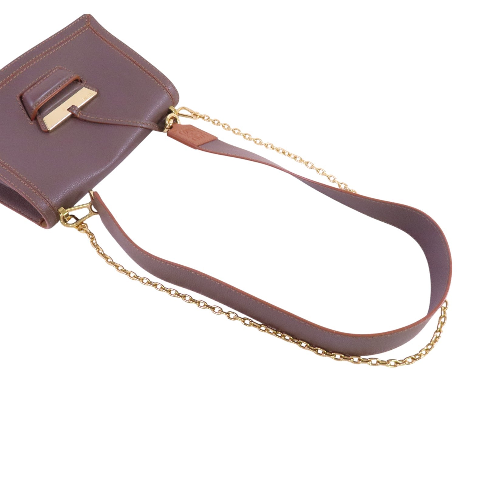 LOEWE 【激減優惠】牛皮皮革Barcelona金扣肩背袋