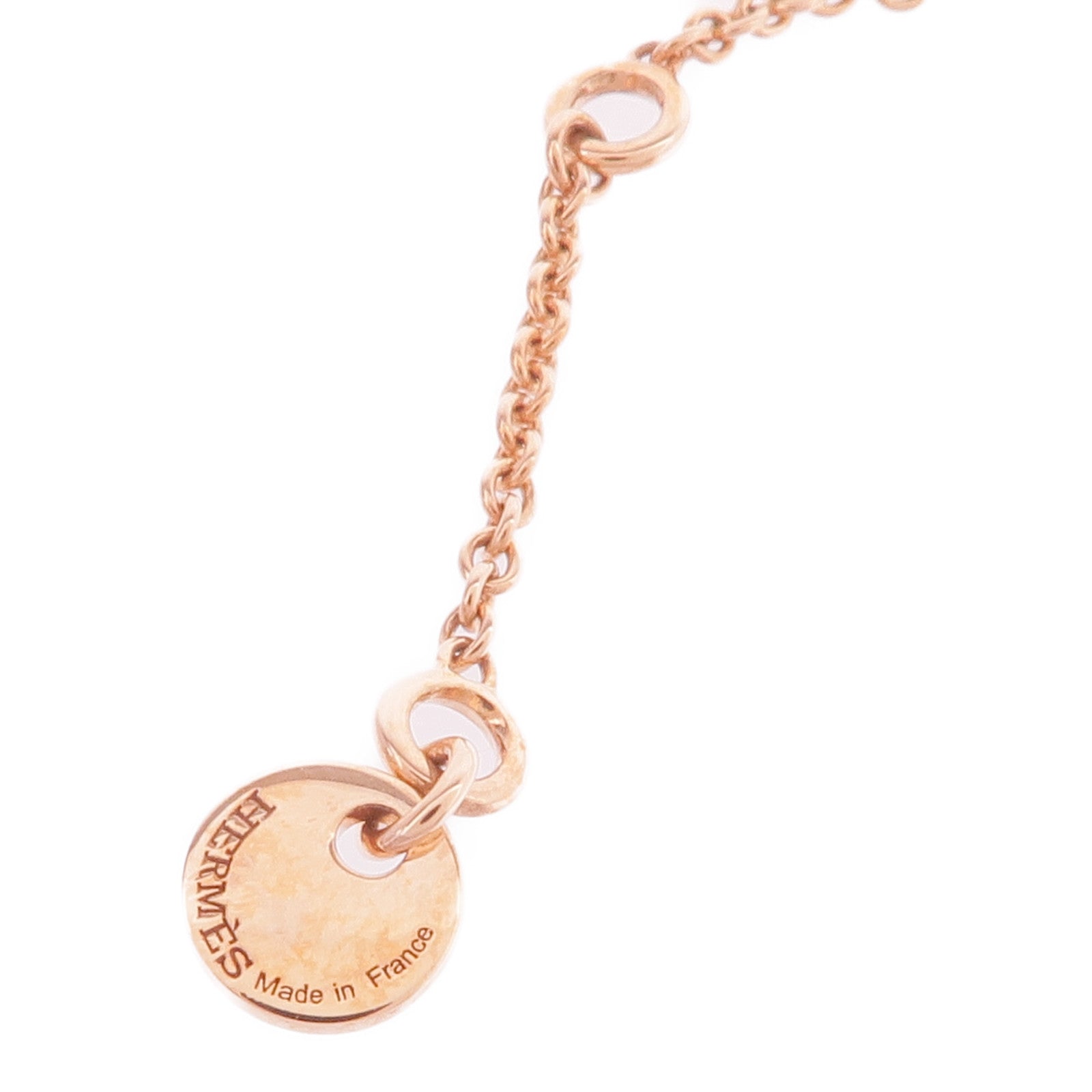 HERMES 18K玫瑰金Pendentif Amulettes Kelly翡翠項鍊