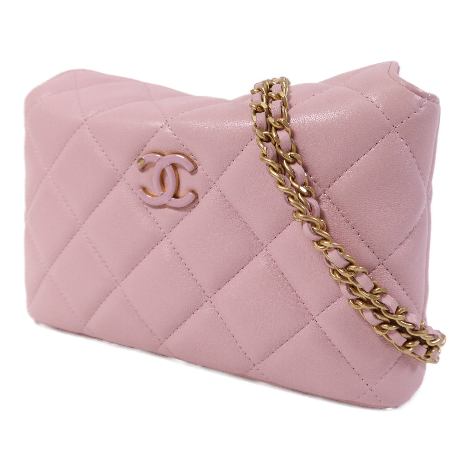 CHANEL 羊皮皮革Shoulder Bag金扣鏈帶肩背袋