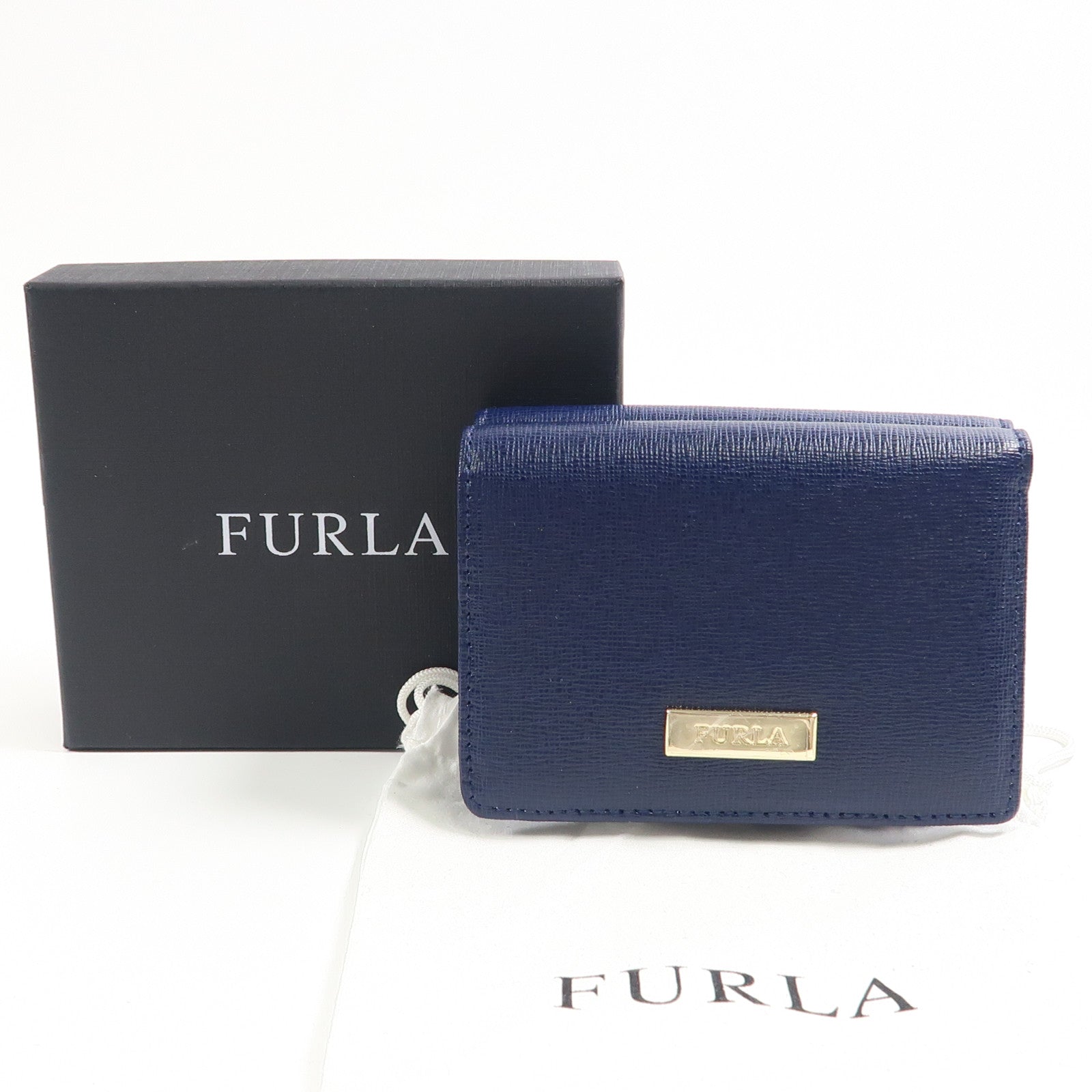 Furla 牛皮皮革Wallet金扣錢包藍色