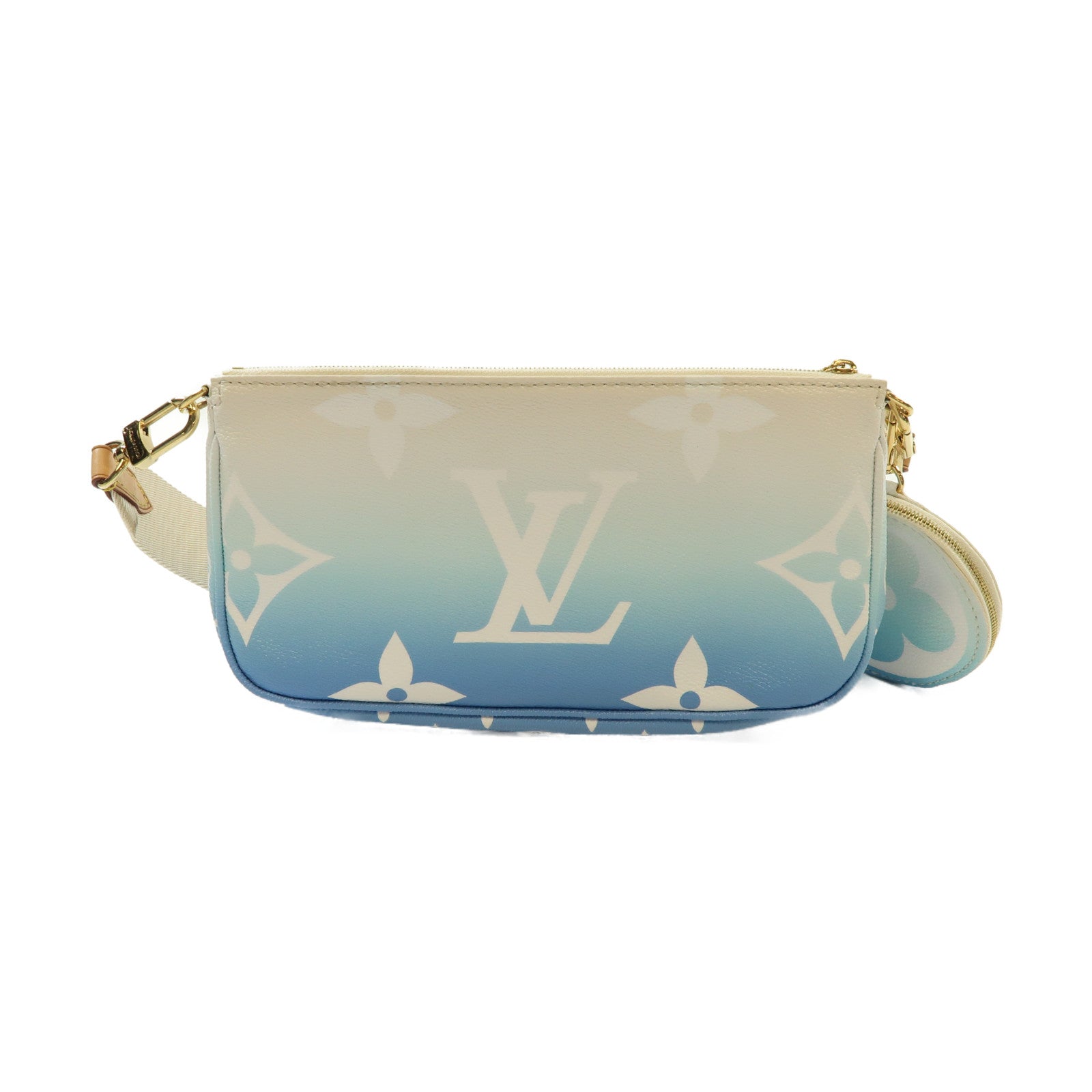 LOUIS VUITTON Monogram Multi Pochette金扣肩背袋藍色/白色
