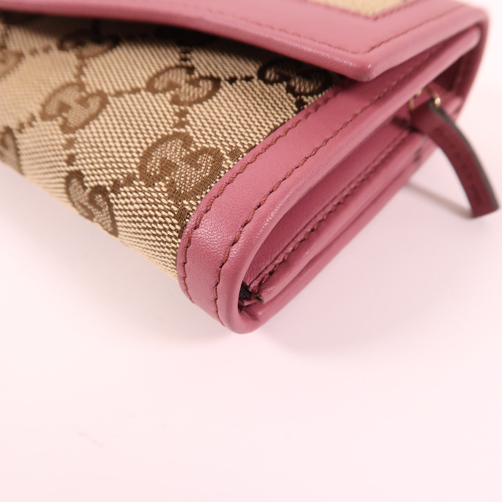 GUCCI GG GHW Long Wallet 282431 Canvas Pink/Brown