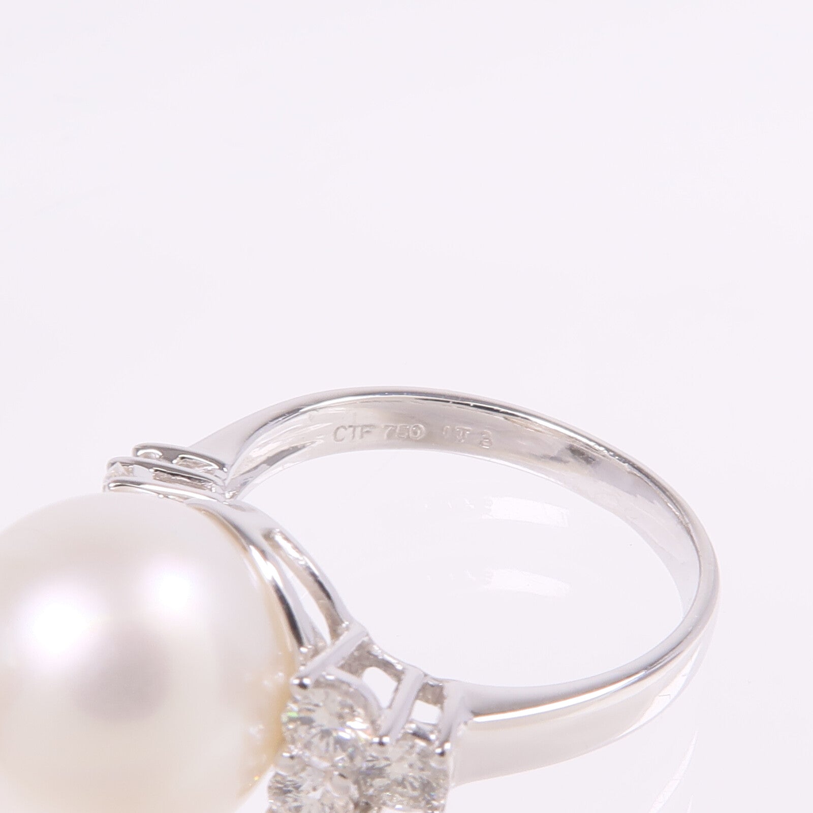 JEWELRY 【激減優惠】18K白金Pearl Diamond Ring珍珠/鑽石戒指US#5.75