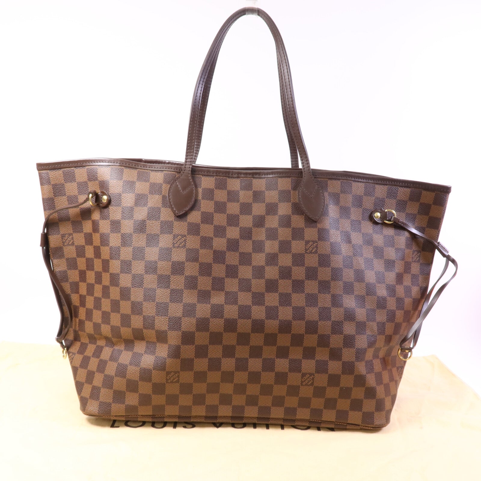 LOUIS VUITTON Damier Neverfull GM金扣肩背袋