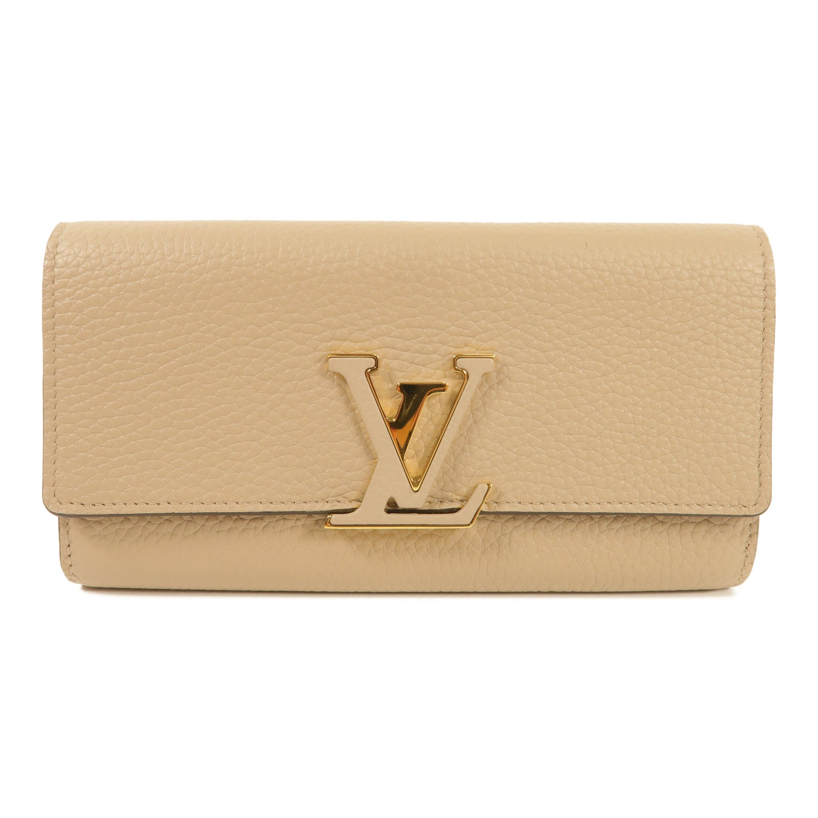 LOUIS VUITTON Taurillon皮革Capucines Wallet金扣長錢包