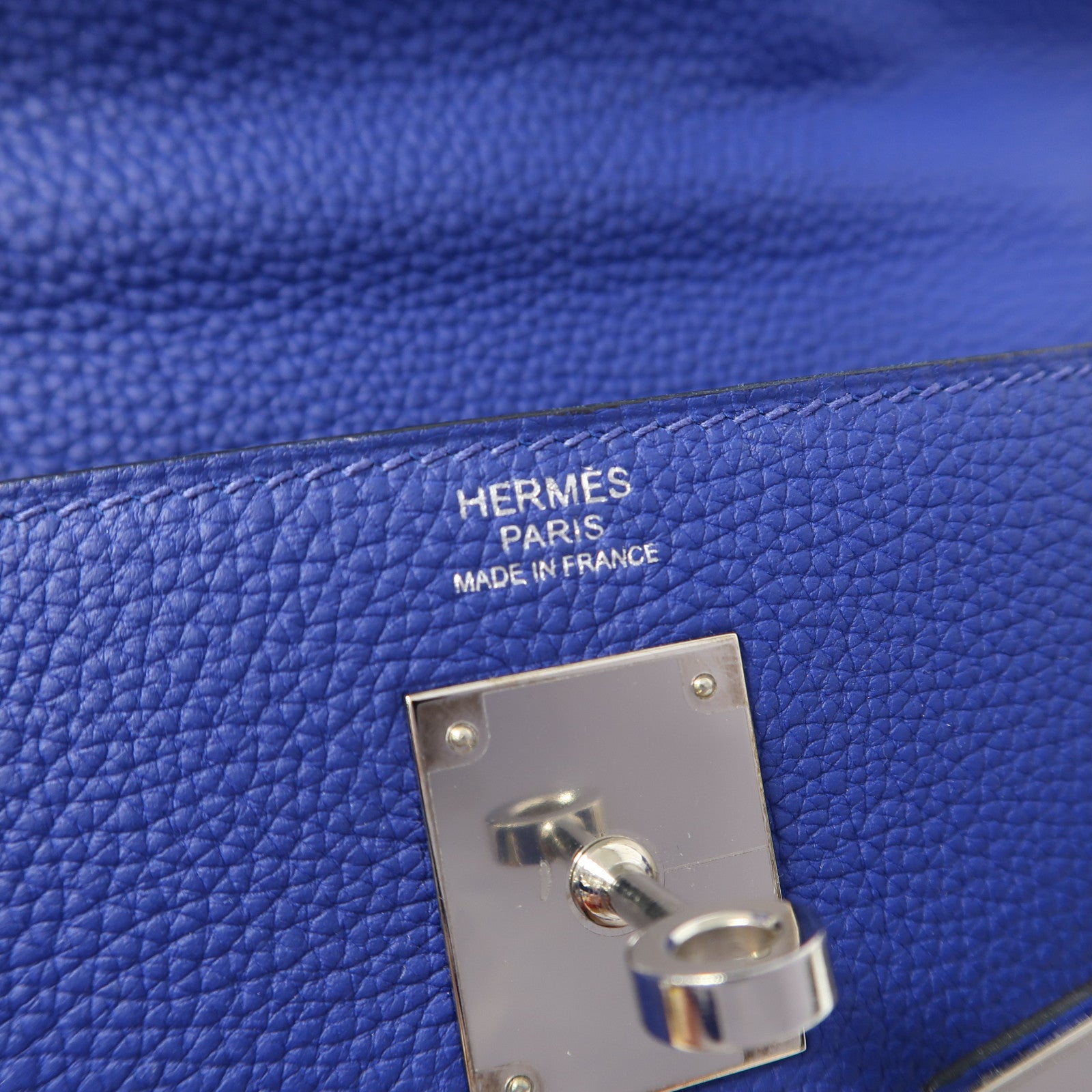 HERMES Togo皮革Kelly 32銀扣手挽肩背兩用袋藍色