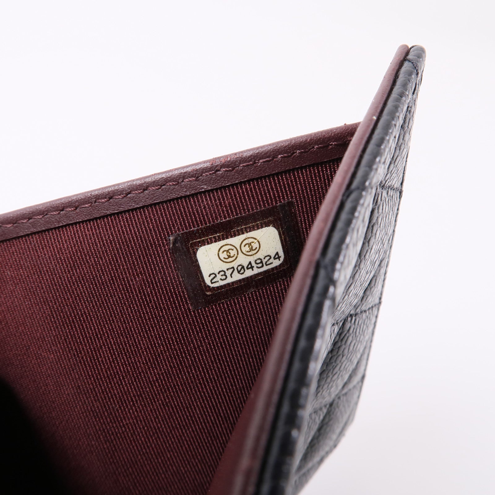 CHANEL 牛皮皮革Wallet銀扣錢包黑色