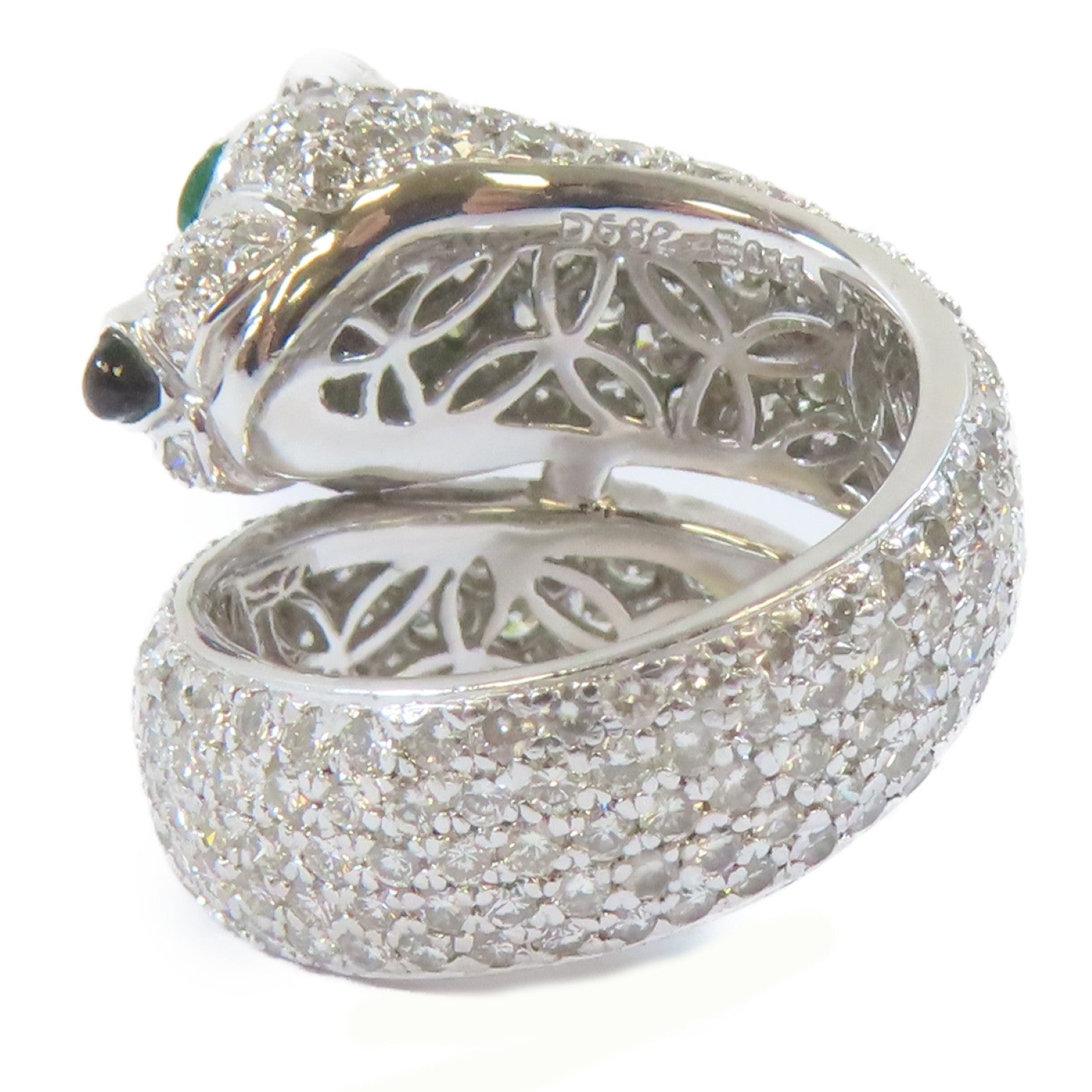 JEWELRY PT900白金Diamond Ring0.14ct綠寶石5.82ct鑽石戒指US#5.5