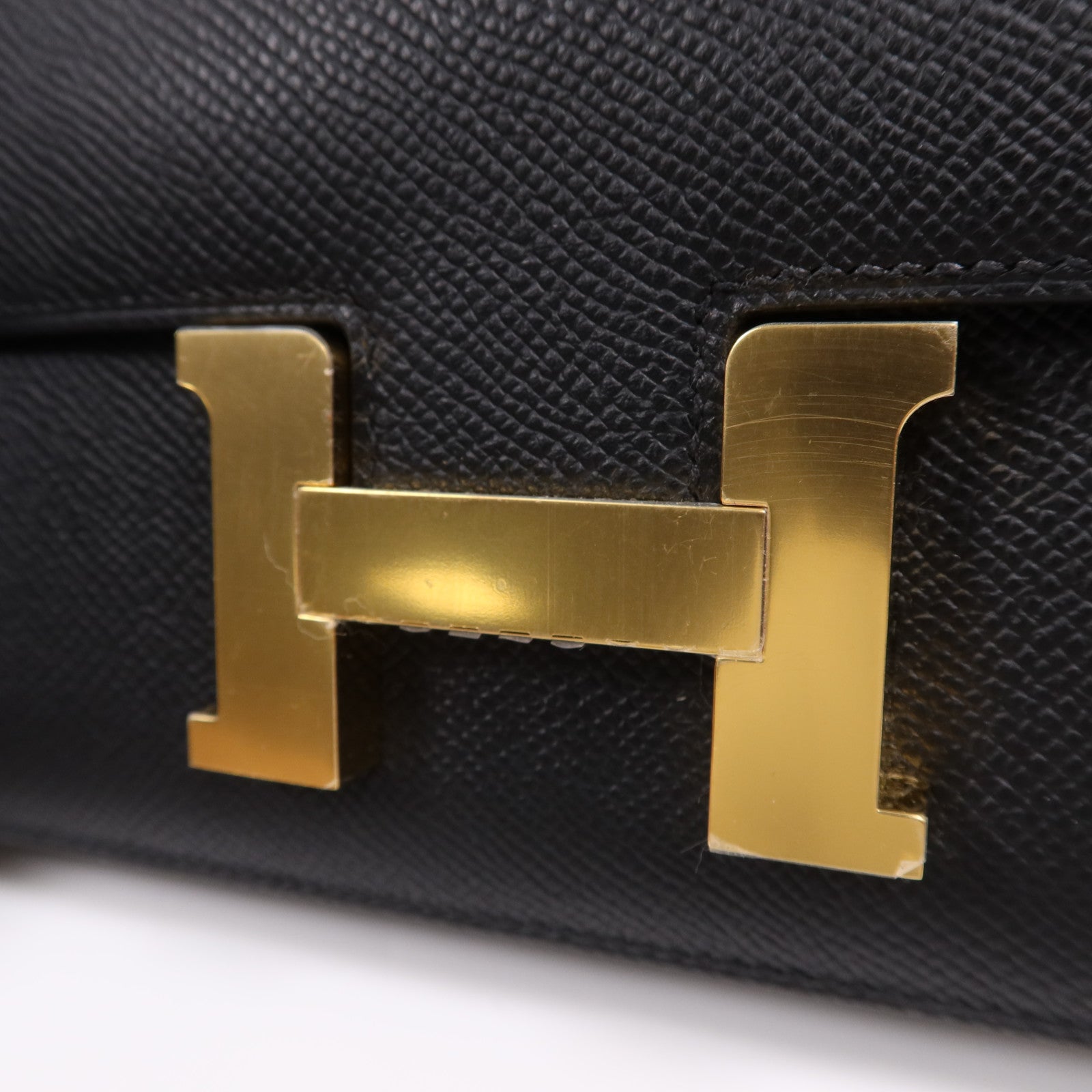 HERMES Epsom皮革Constance Elan金扣肩背袋Noir