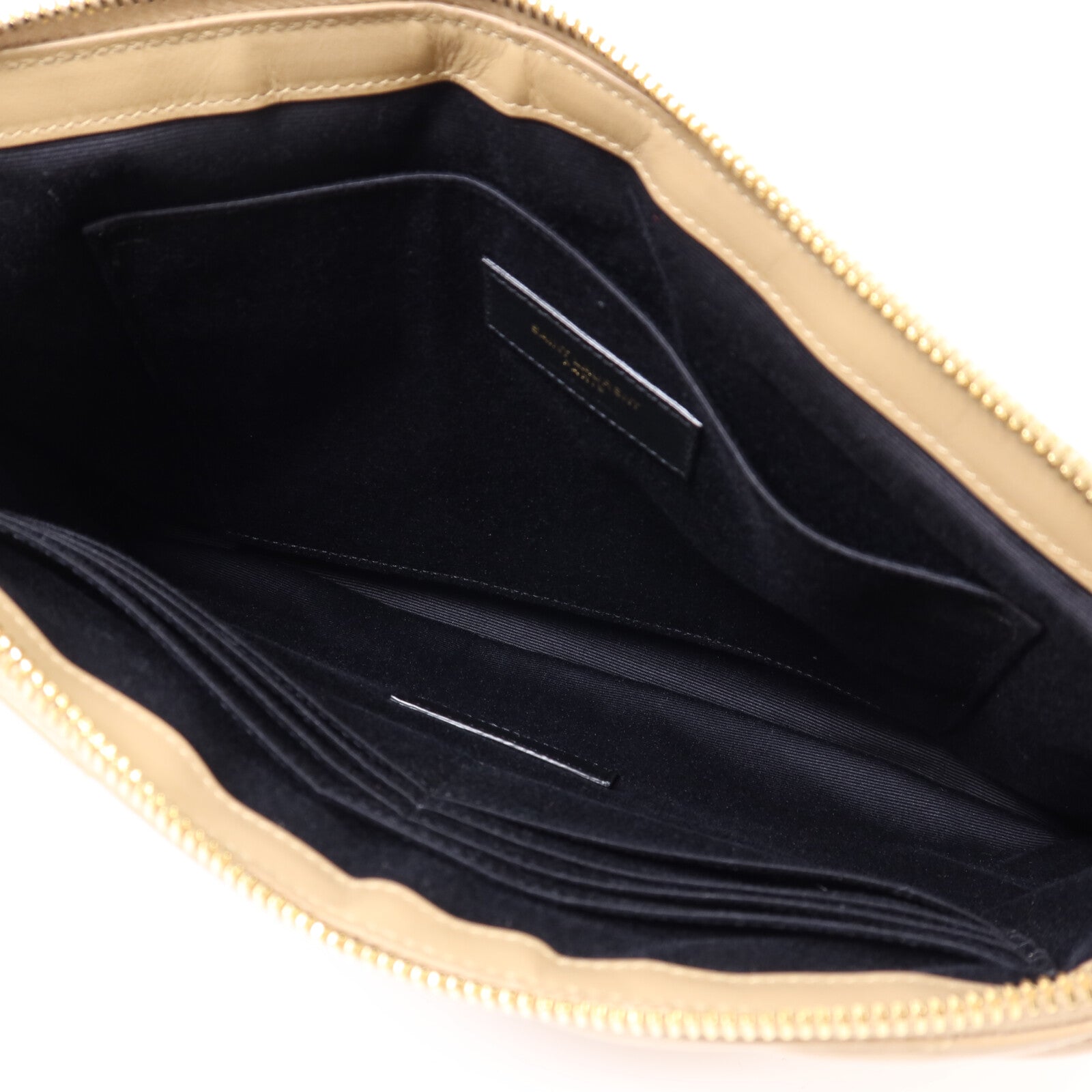 YVES SAINT LAURENT 牛皮皮革Pouch金扣手拿包