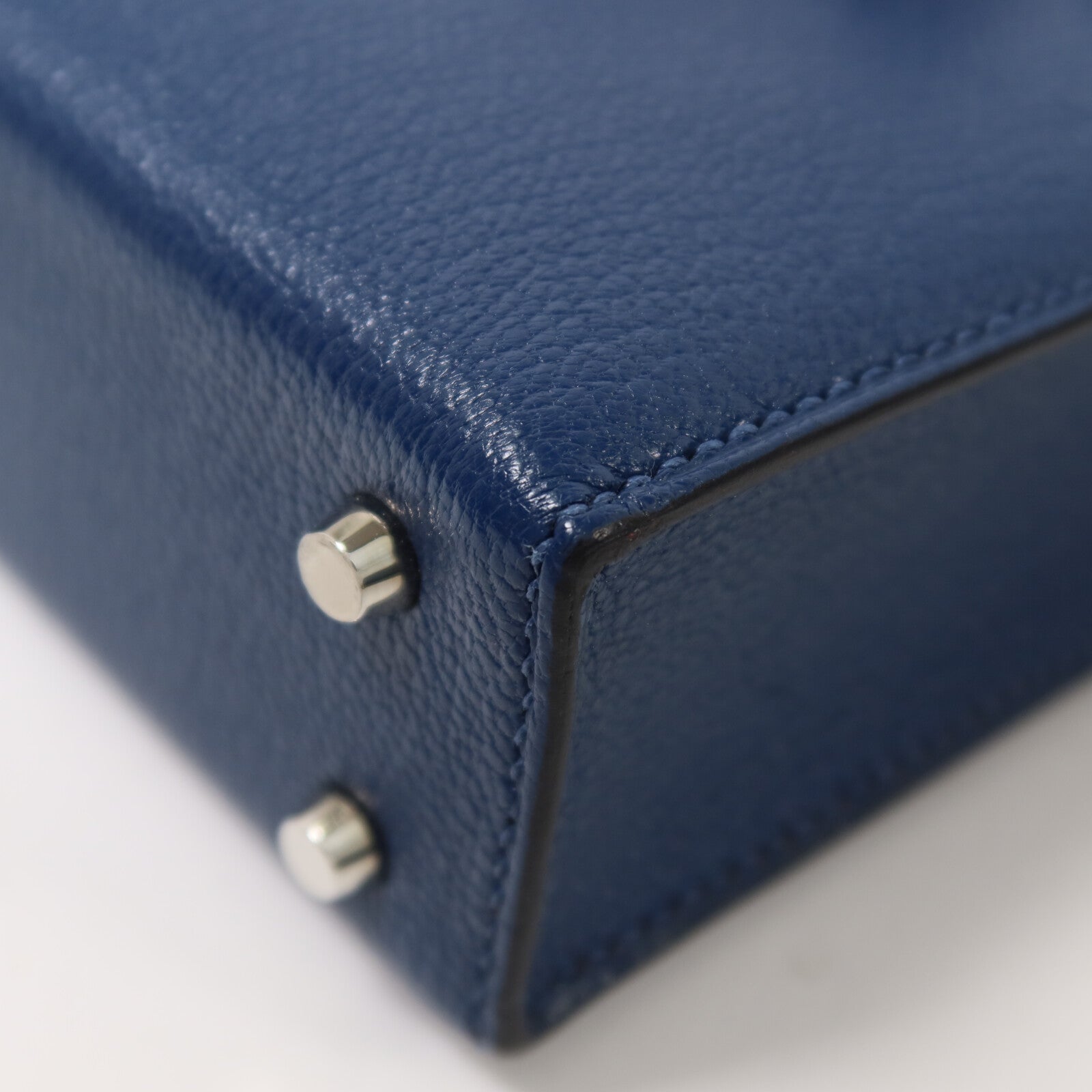 HERMES Chevre皮革Verrou Mini肩背袋Bleu Agate