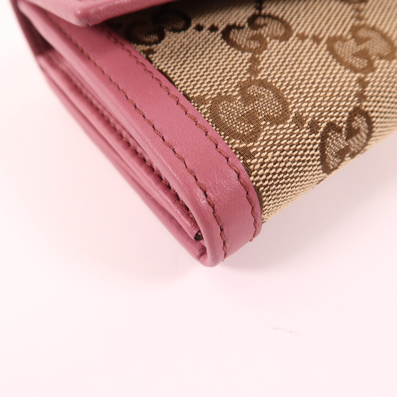 GUCCI GG GHW Long Wallet 282431 Canvas Pink/Brown