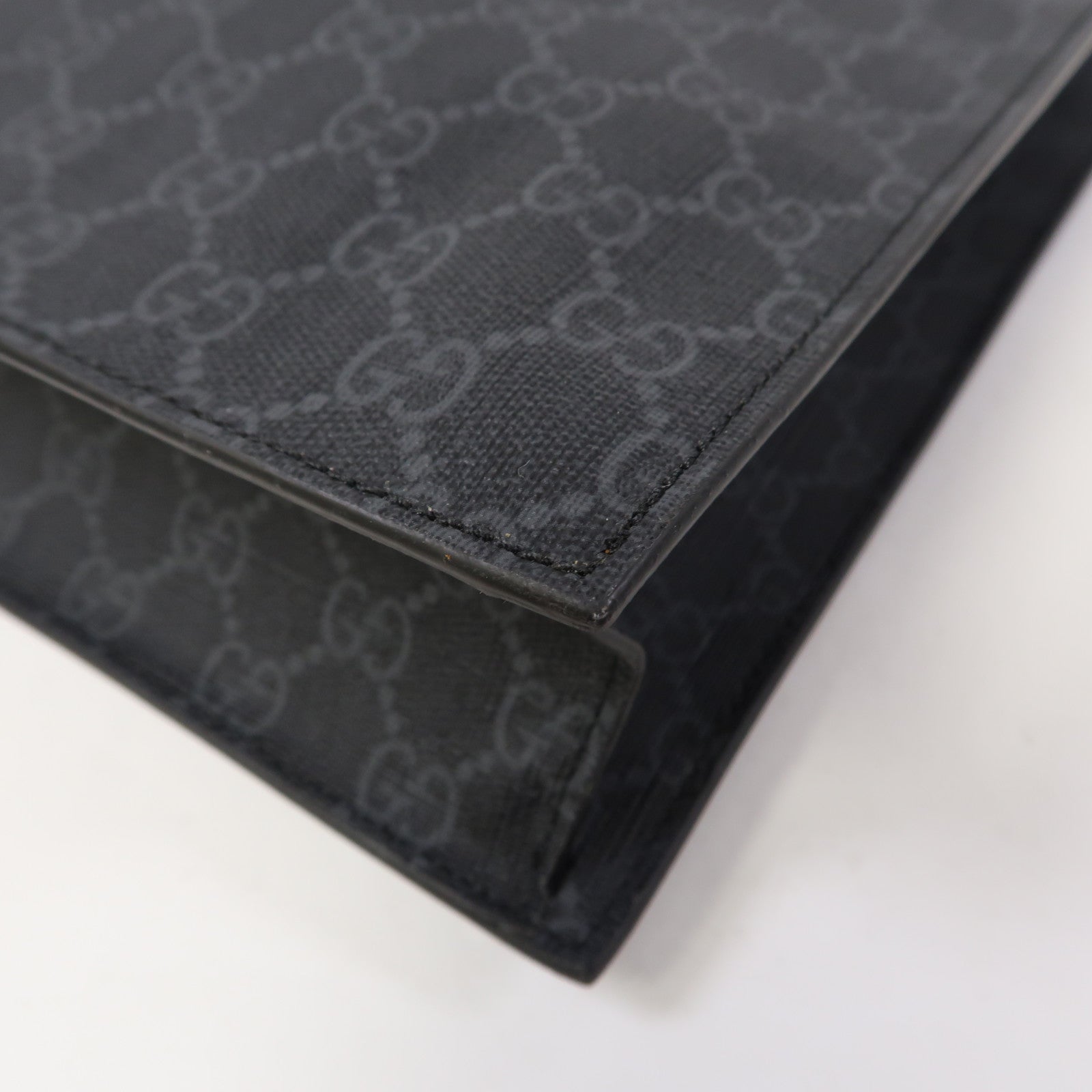 GUCCI 塗層帆布GG Supreme銀扣手挽肩背兩用袋黑色