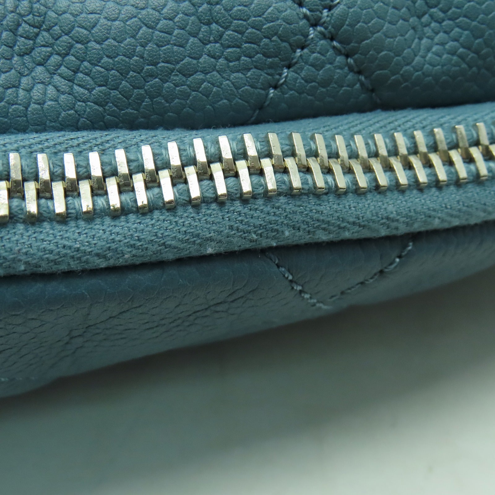 CHANEL 菱格牛皮皮革Shoulder Bag銀扣肩背袋藍色