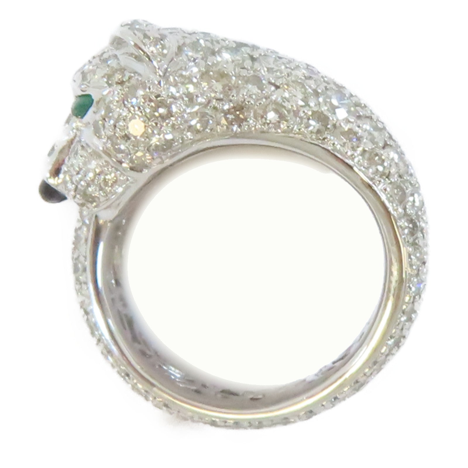 JEWELRY PT900白金Diamond Ring0.14ct綠寶石5.82ct鑽石戒指US#5.5