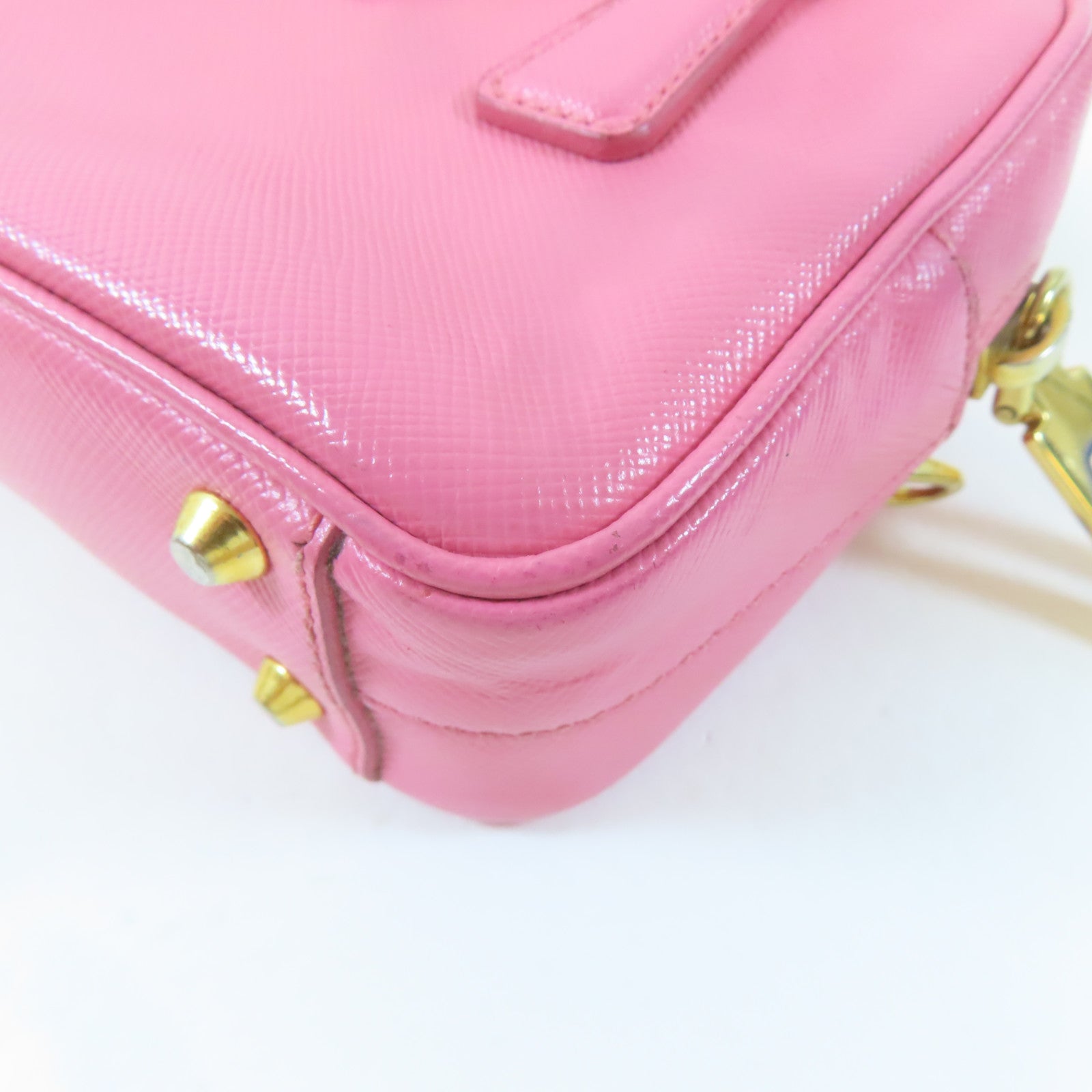 PRADA 牛皮皮革Shoulder Bag金扣鏈帶肩背袋粉紅色
