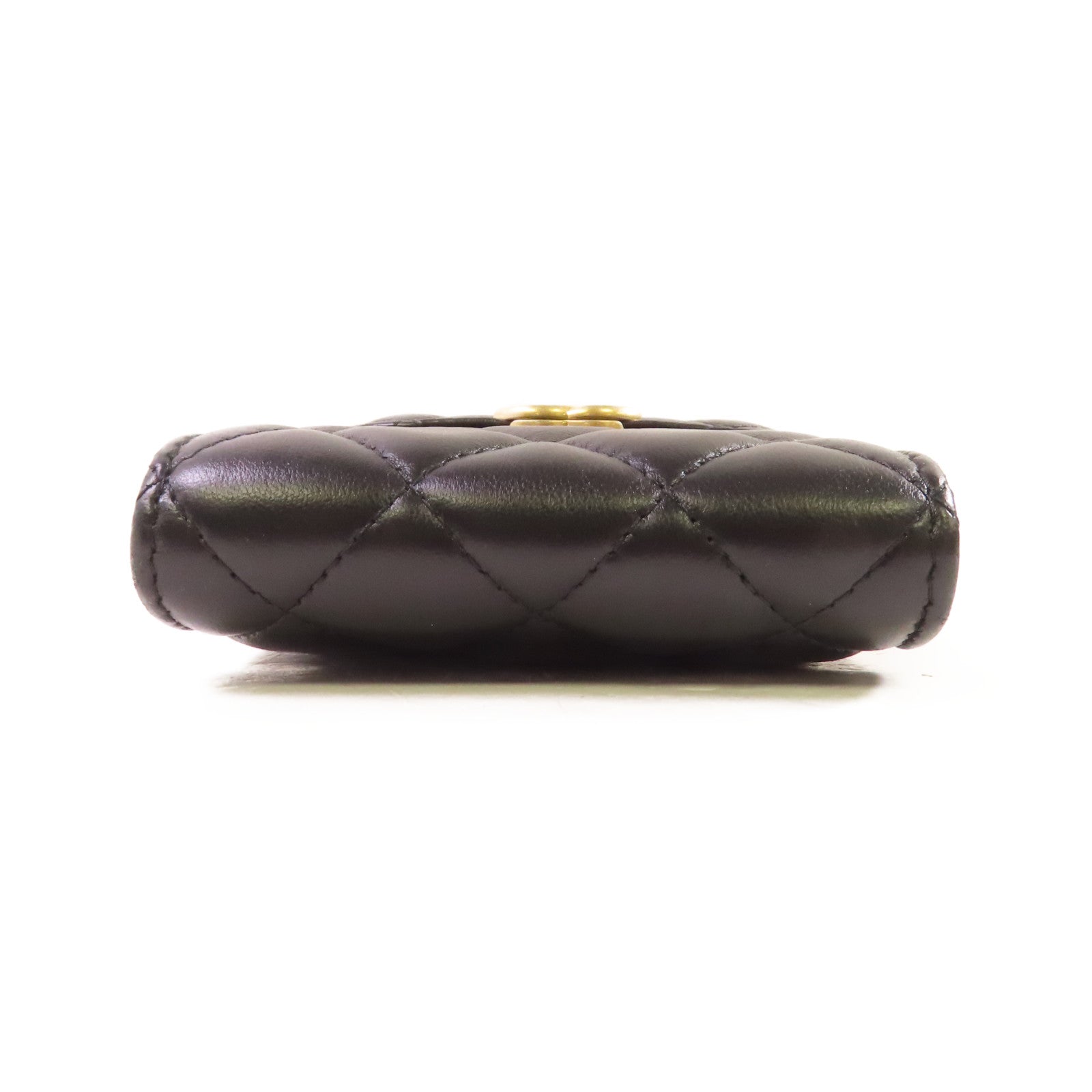 CHANEL 菱格羊皮皮革Phone Bag金扣鏈帶肩背袋黑色