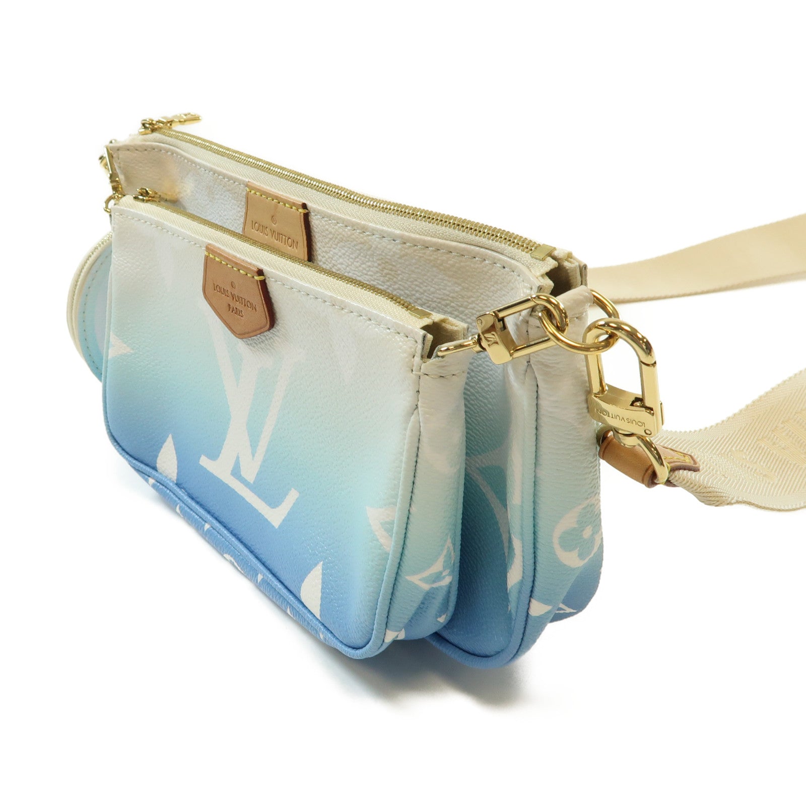 LOUIS VUITTON Monogram Multi Pochette金扣肩背袋藍色/白色