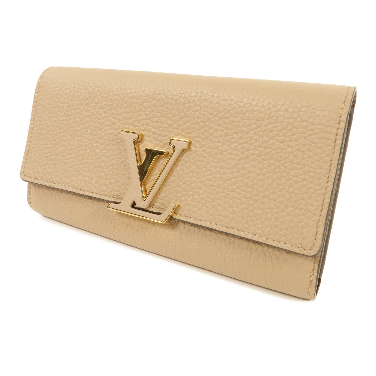 LOUIS VUITTON Taurillon皮革Capucines Wallet金扣長錢包