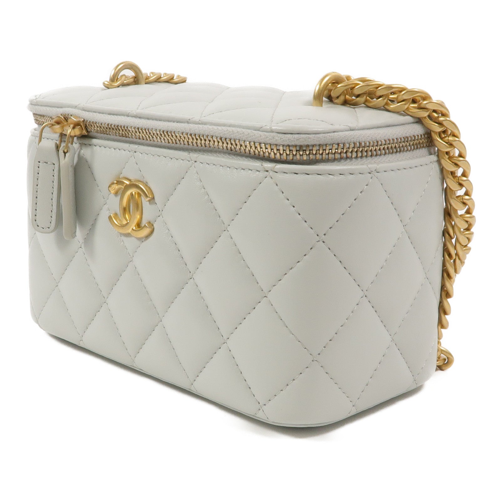 CHANEL 羊皮皮革Camellia Chain Vanity Case鏈帶肩背袋