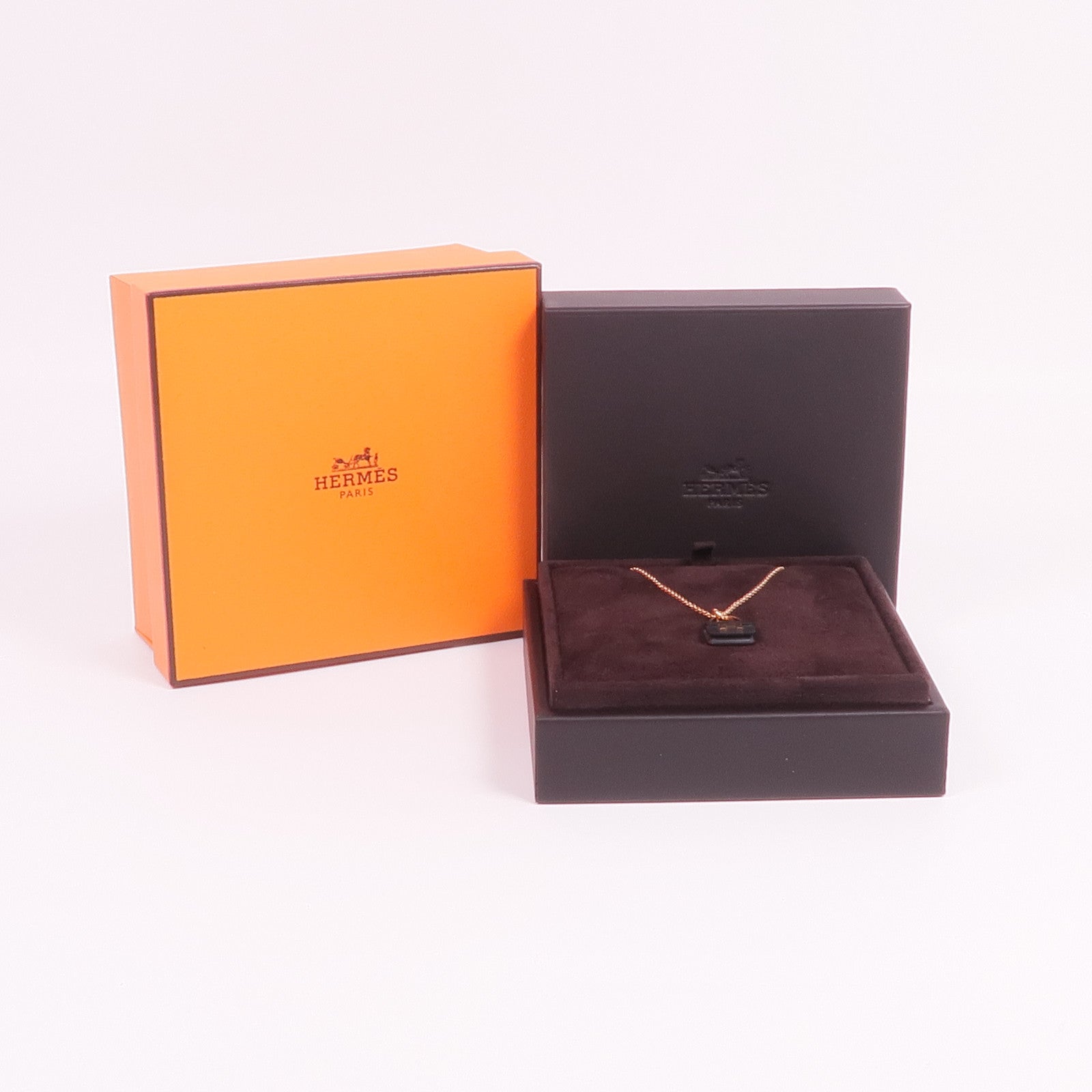 HERMES 【激減優惠】18K玫瑰金Pendentif Amulettes Constance翡翠項鍊