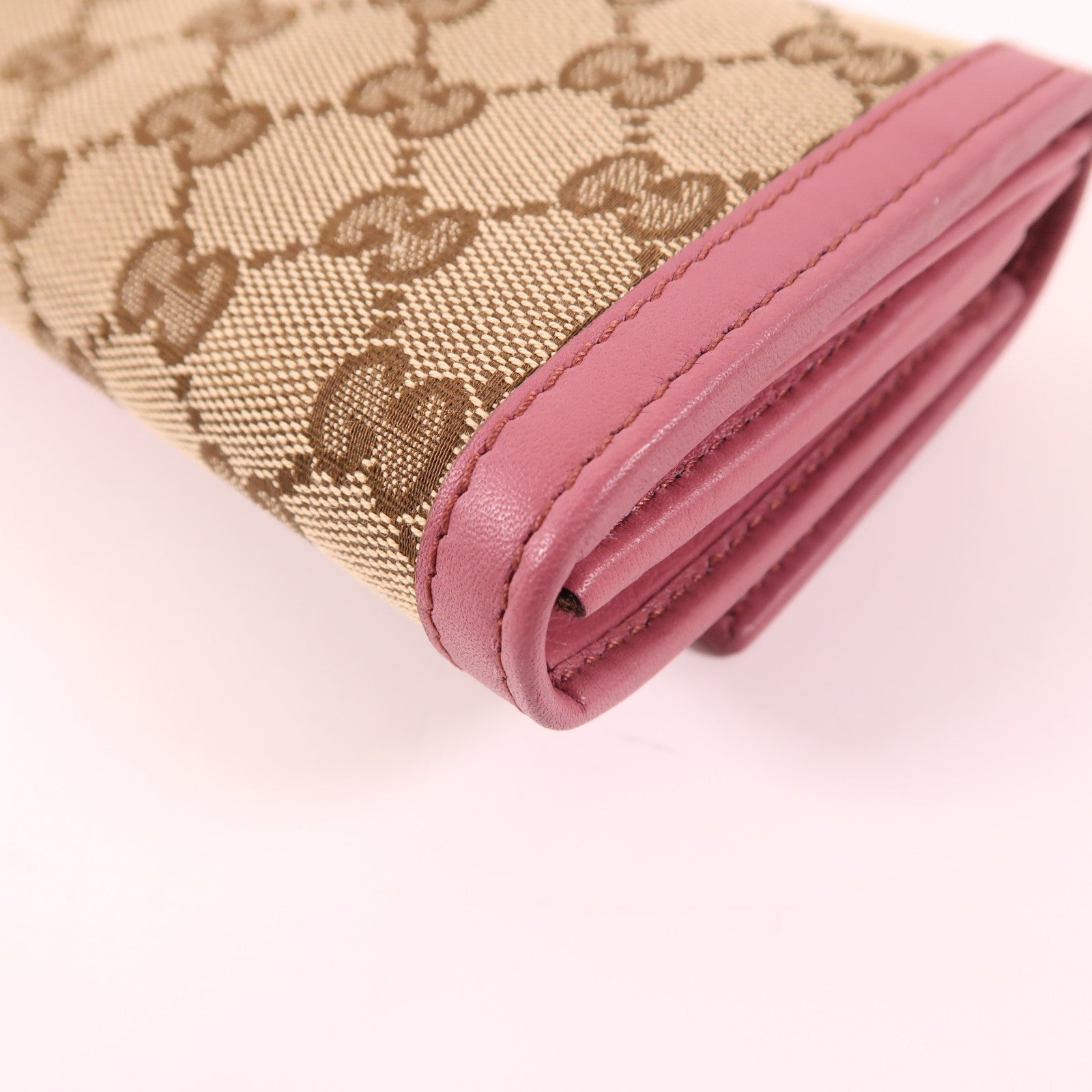 GUCCI GG GHW Long Wallet 282431 Canvas Pink/Brown
