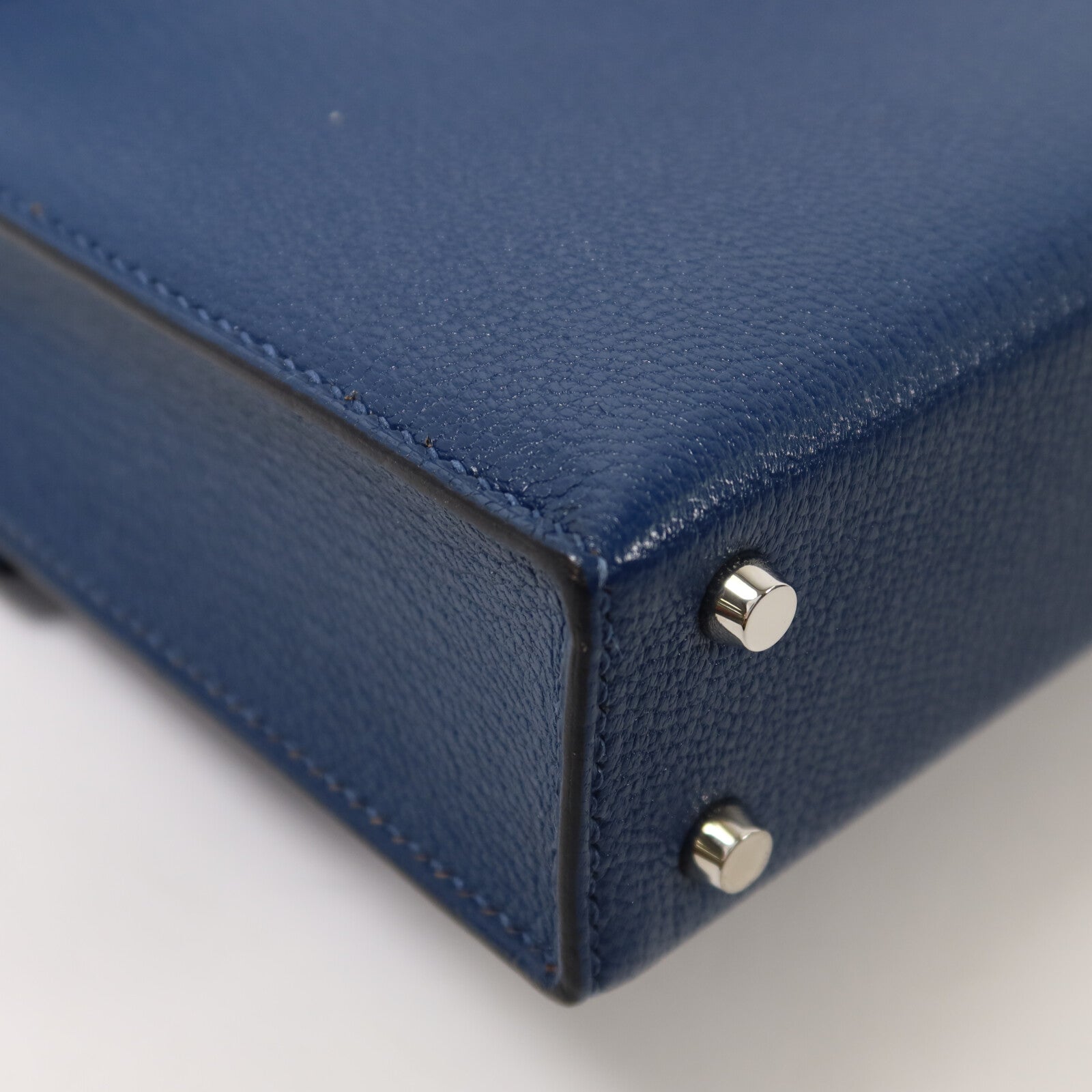 HERMES Chevre皮革Verrou Mini肩背袋Bleu Agate