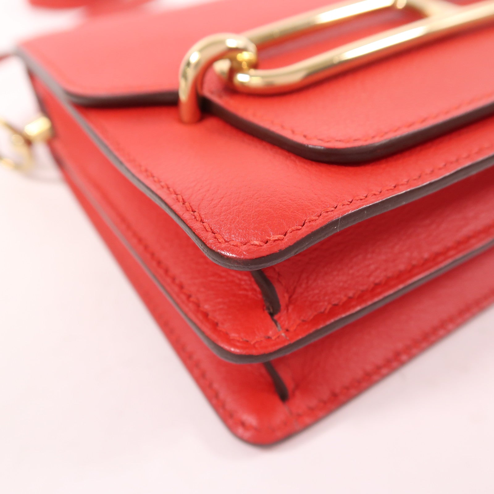 HERMES 【激減優惠】Evercolor皮革Mini Roulis金扣肩背袋S3 Rouge De Coeur