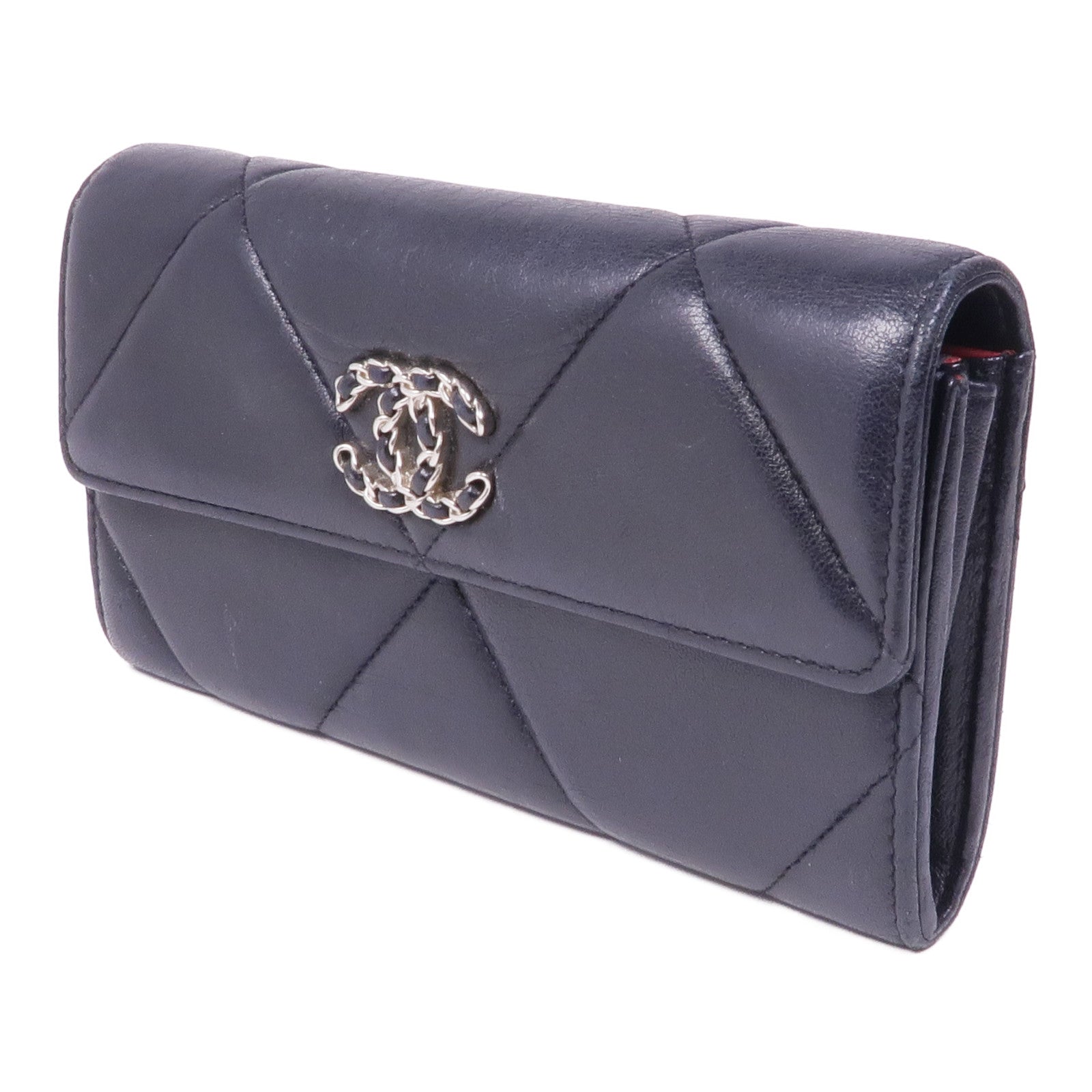 CHANEL 羊皮皮革Wallet銀扣長錢包