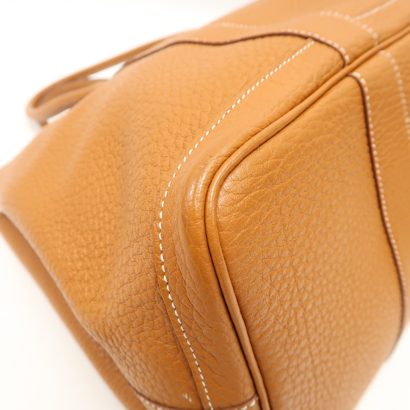 HERMES 皮革Garden Party PM銀扣手挽袋Gold/金色