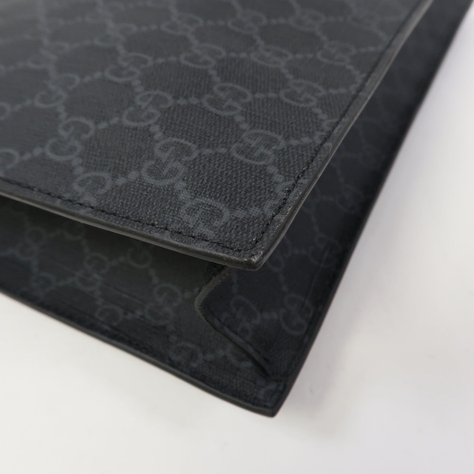 GUCCI 塗層帆布GG Supreme銀扣手挽肩背兩用袋黑色