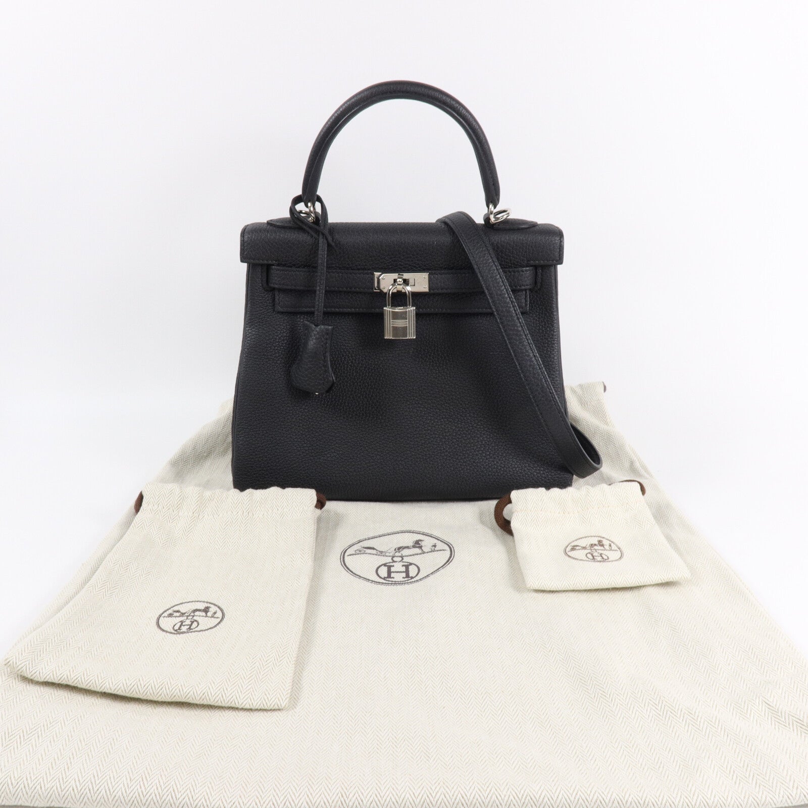 HERMES Togo皮革Kelly 25手挽肩背兩用袋Noir