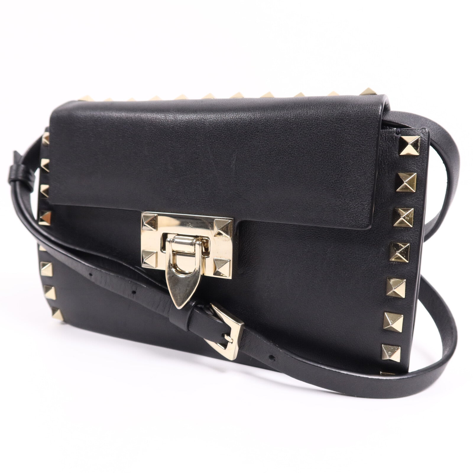 Valentino 牛皮皮革Shoulder Bag金扣肩背袋