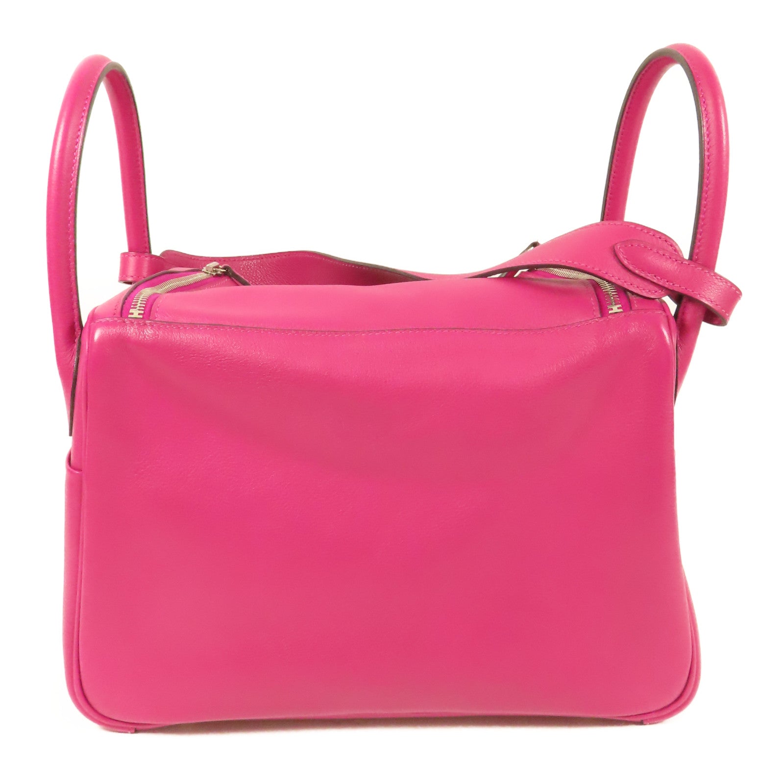 HERMES PHW Lindy 30 2Way Shoulder Hand Bag Evercolor Leather Rose Purple