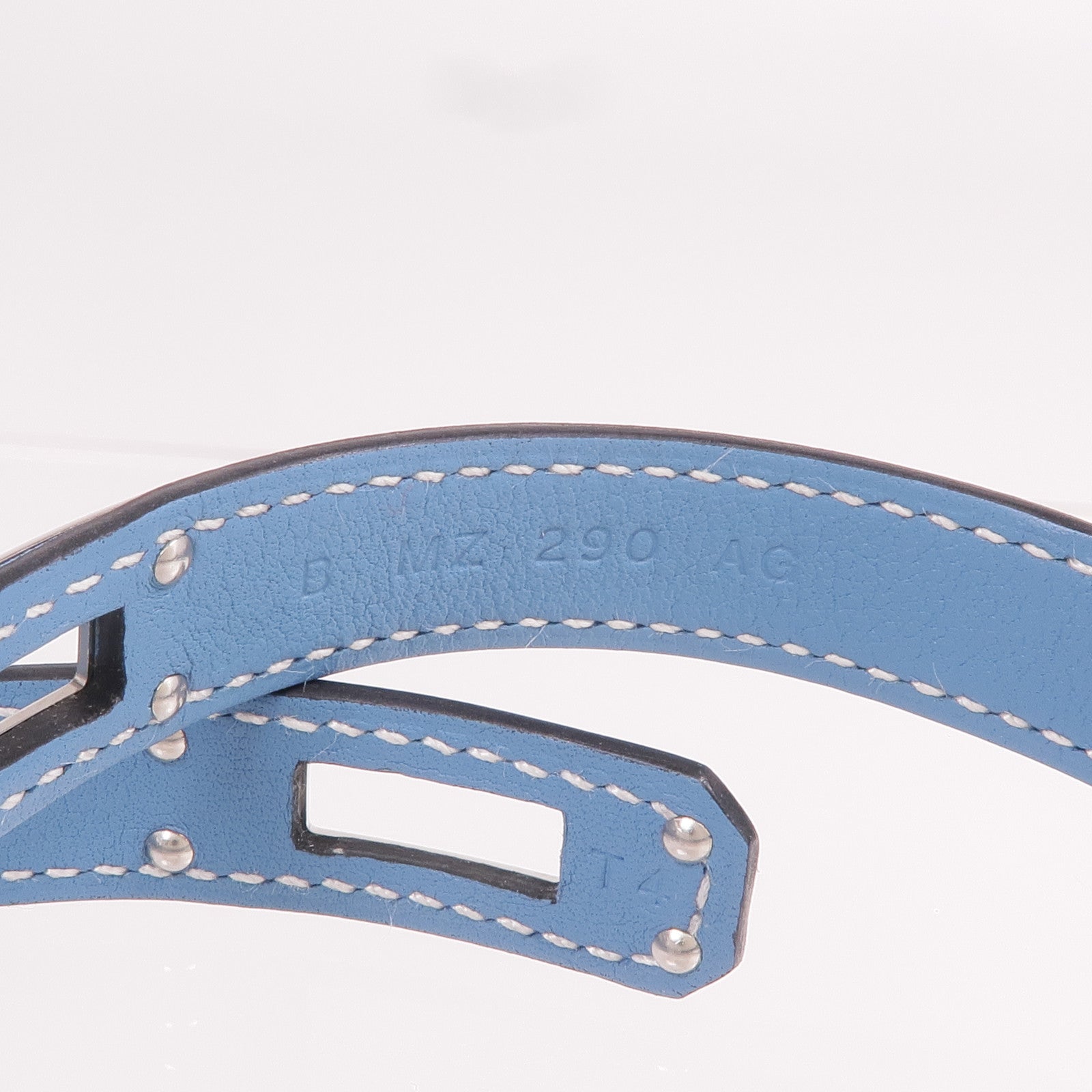HERMES Swift皮革Kelly Double Tour手鐲Blue Du Nord