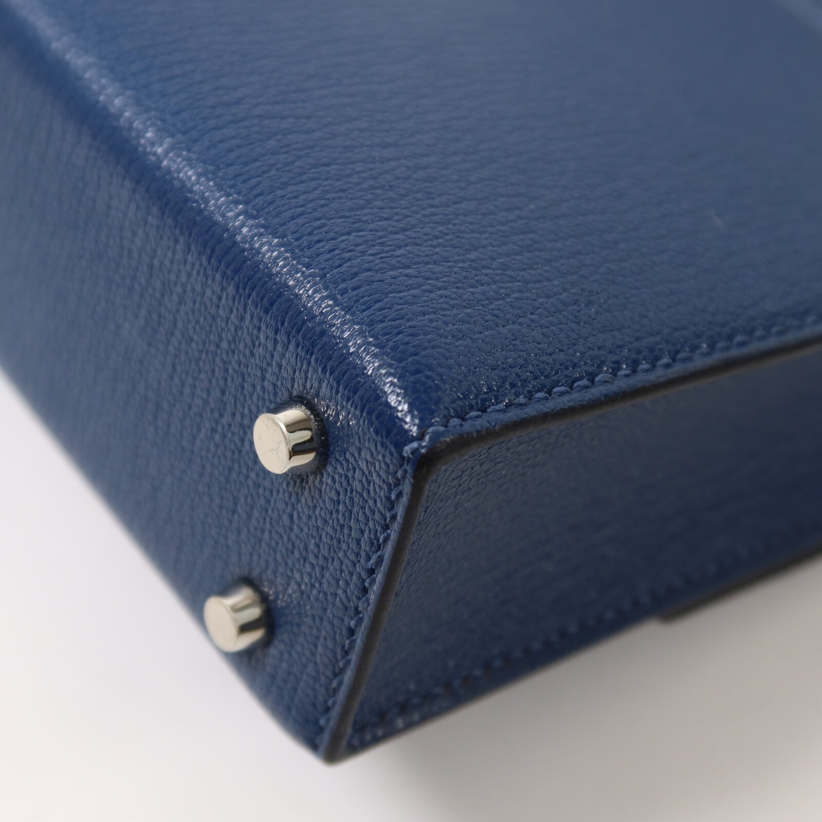 HERMES Chevre皮革Verrou Mini肩背袋Bleu Agate