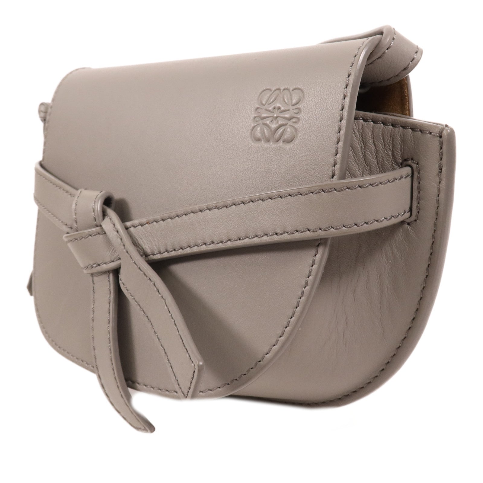 LOEWE 牛皮皮革Mini Gate銀扣肩背袋