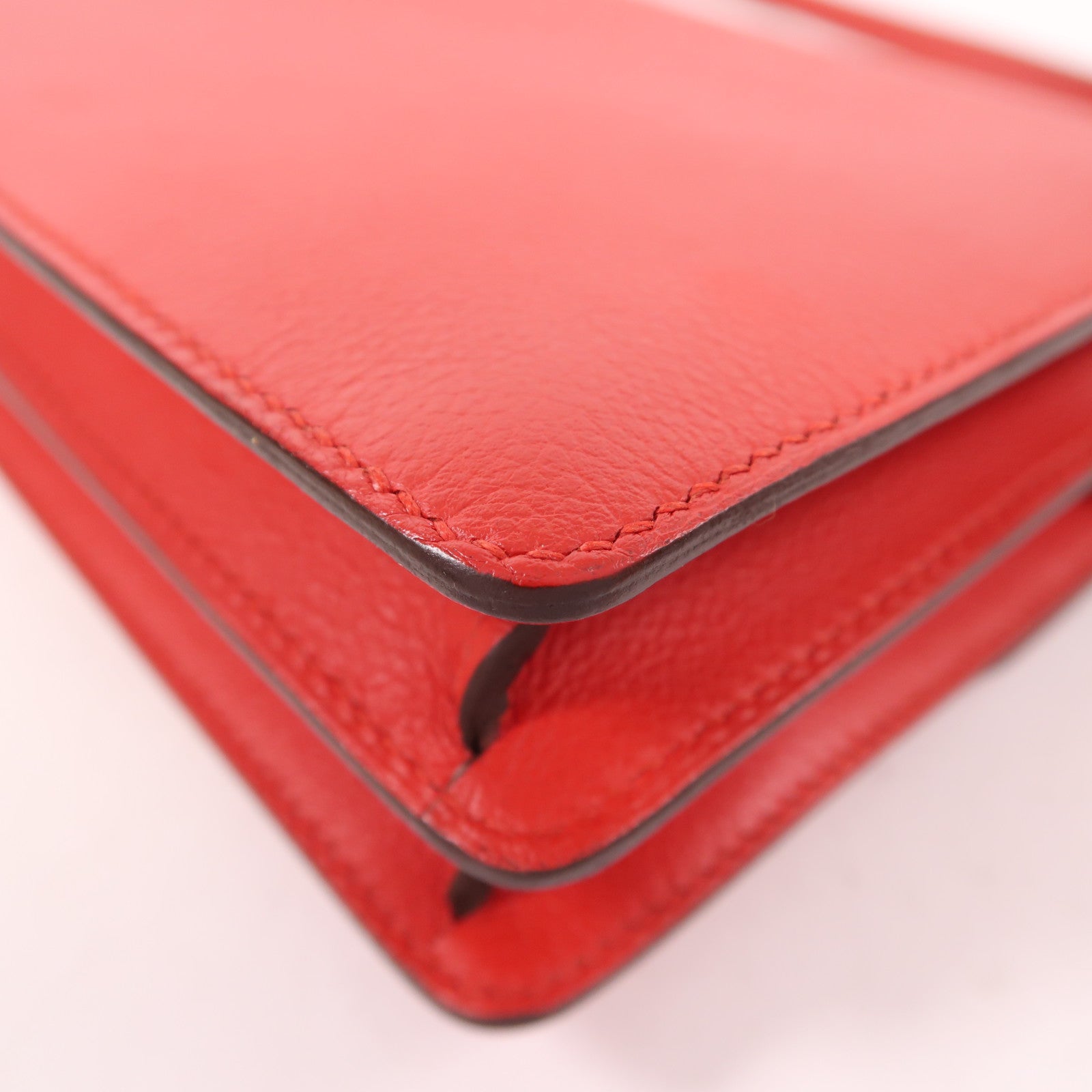 HERMES Evercolor皮革Mini Roulis金扣肩背袋S3 Rouge De Coeur