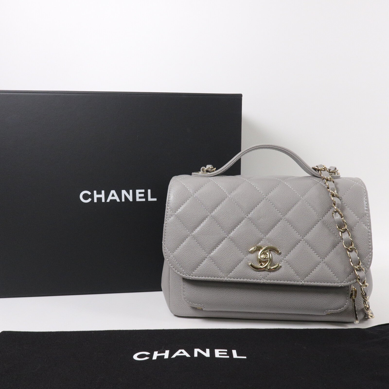 CHANEL 牛皮皮革Business Affinity鏈帶手挽肩背兩用袋