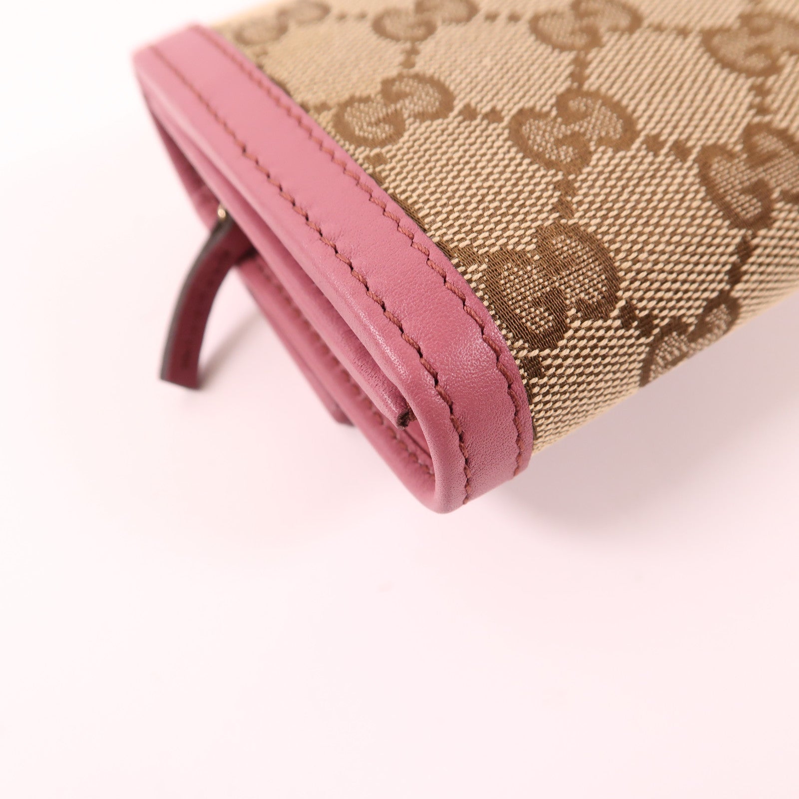 GUCCI GG GHW Long Wallet 282431 Canvas Pink/Brown