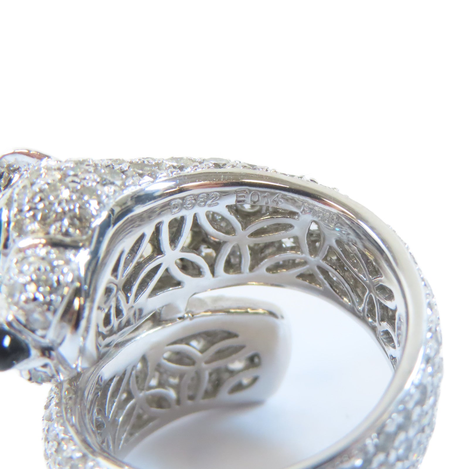JEWELRY PT900白金Diamond Ring0.14ct綠寶石5.82ct鑽石戒指US#5.5