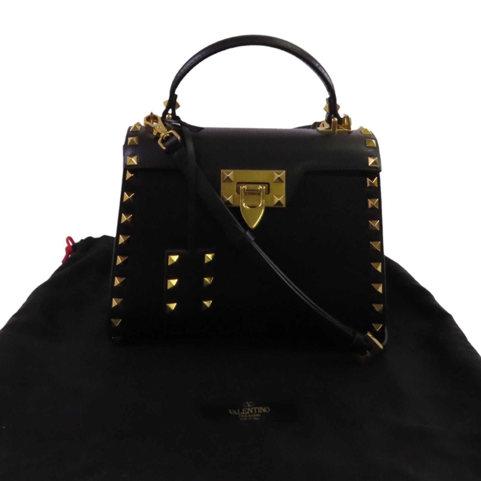 Valentino 牛皮皮革Garavani Alcove金扣手挽肩背兩用袋