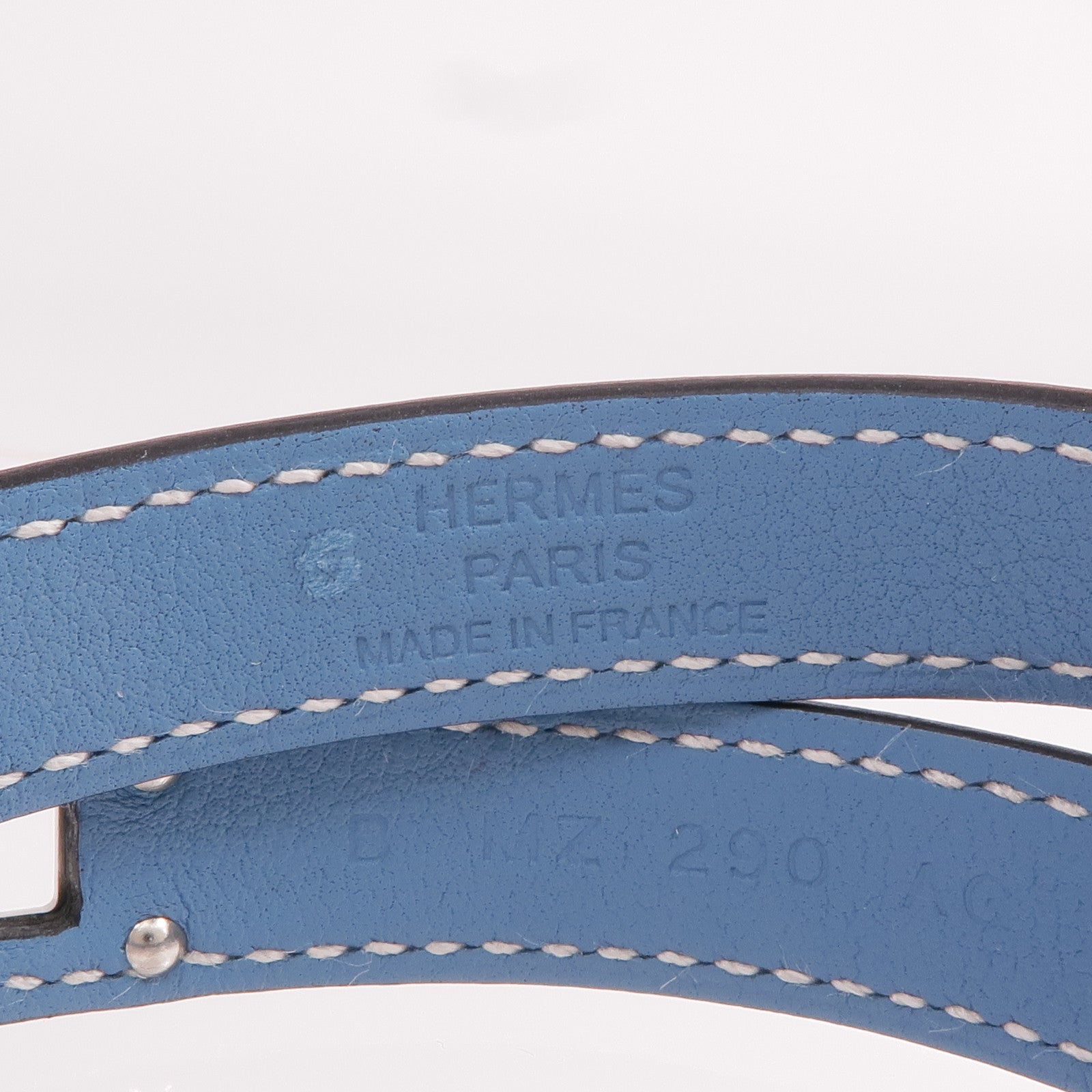 HERMES Swift皮革Kelly Double Tour手鐲Blue Du Nord