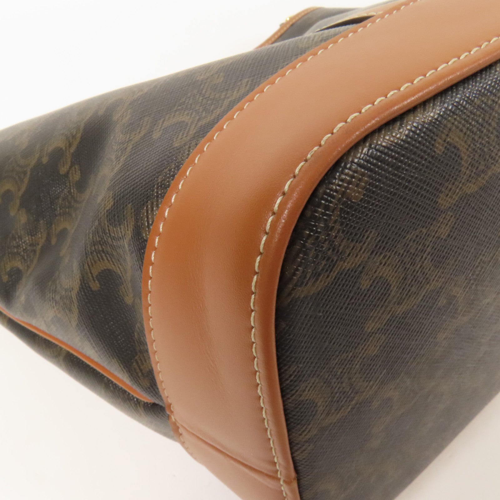 CELINE 塗層帆布Triomphe Bucket金扣肩背袋