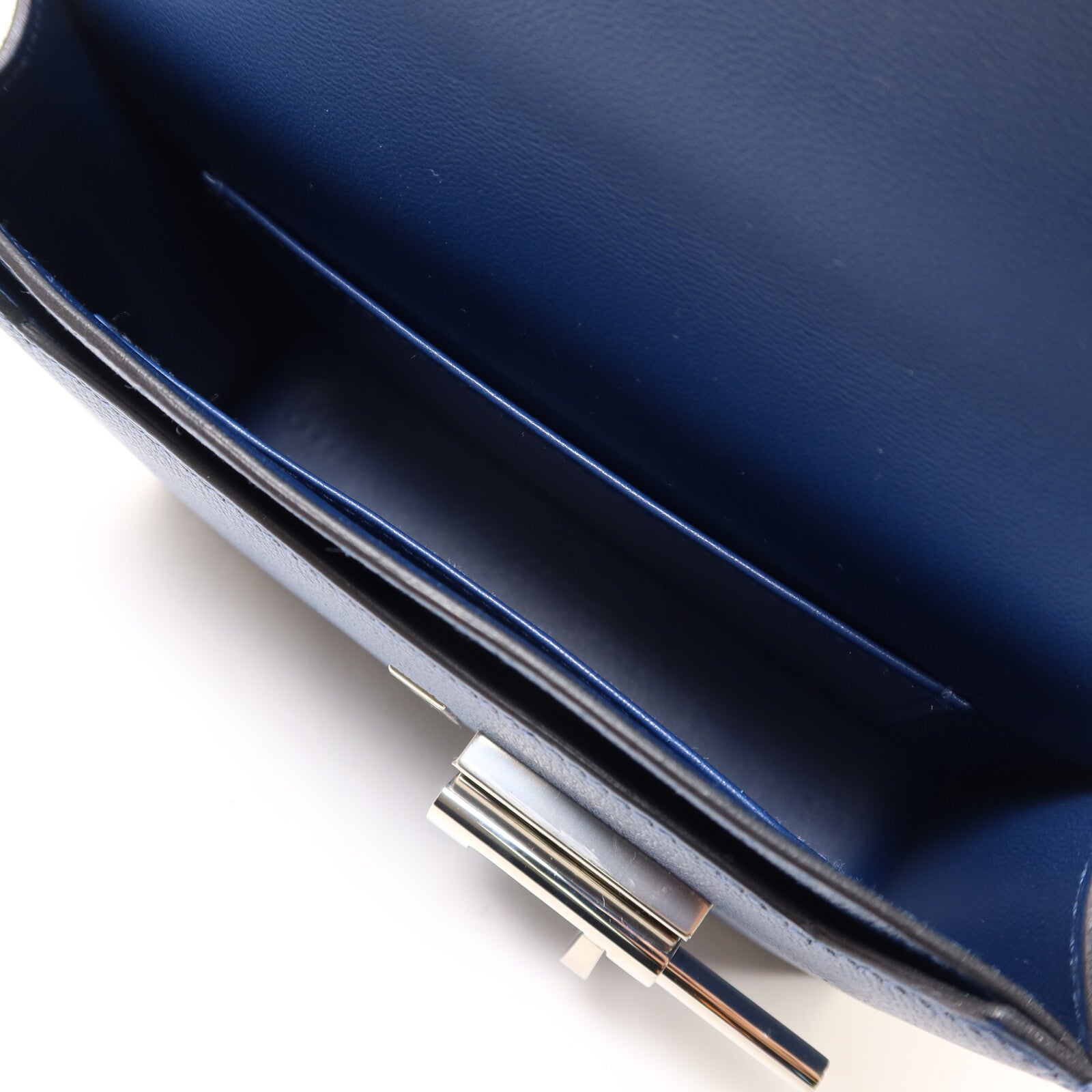 HERMES Chevre皮革Verrou Mini肩背袋Bleu Agate